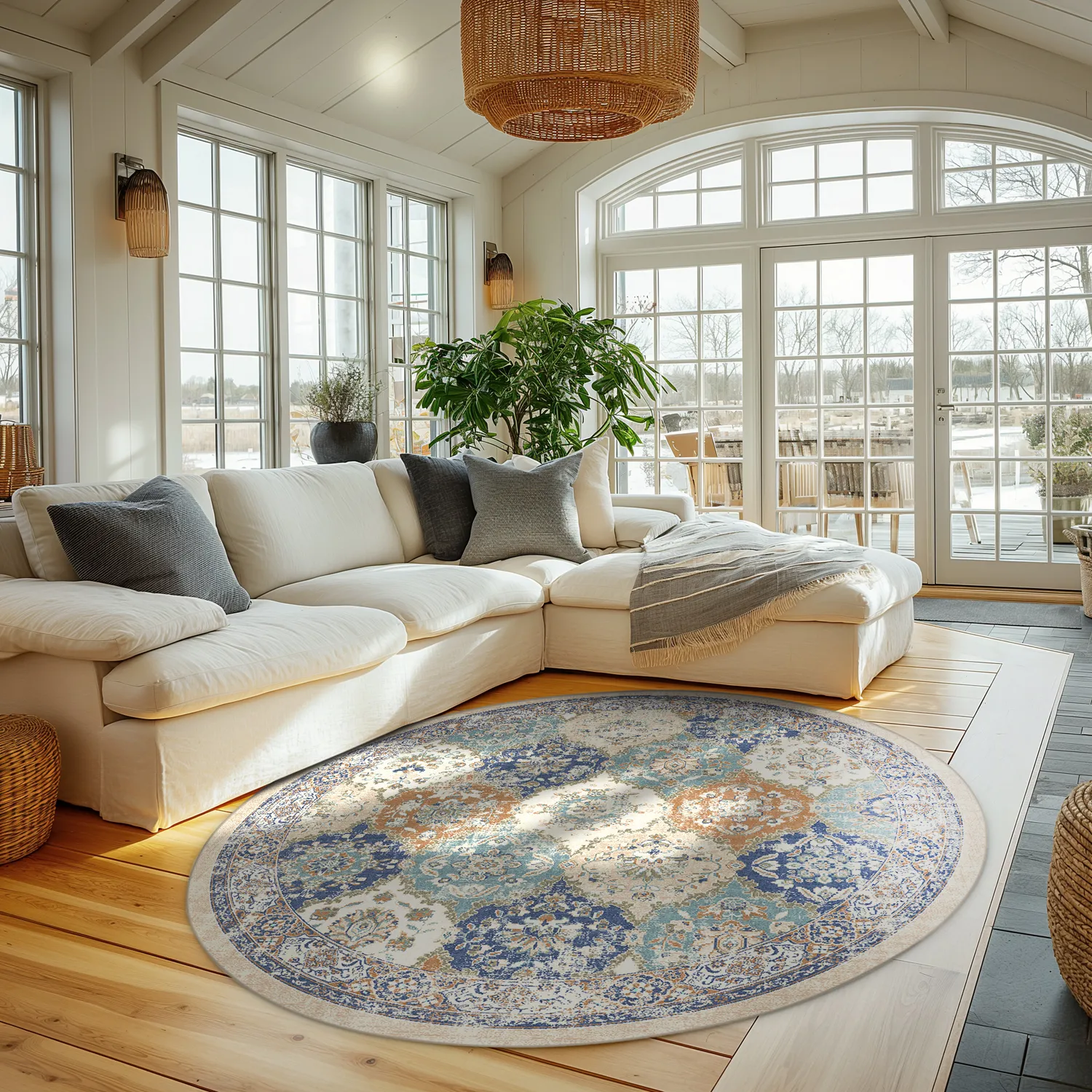 Rund Teppich - Bohemia (blau/multi)