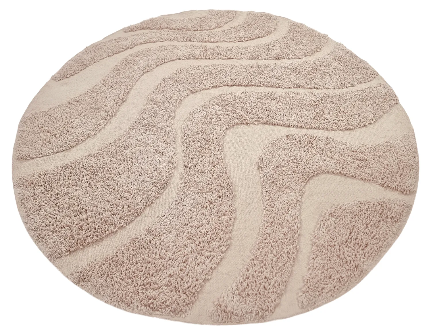 Tapis rond - Bonnie Natural Cotton Shaggy (beige)