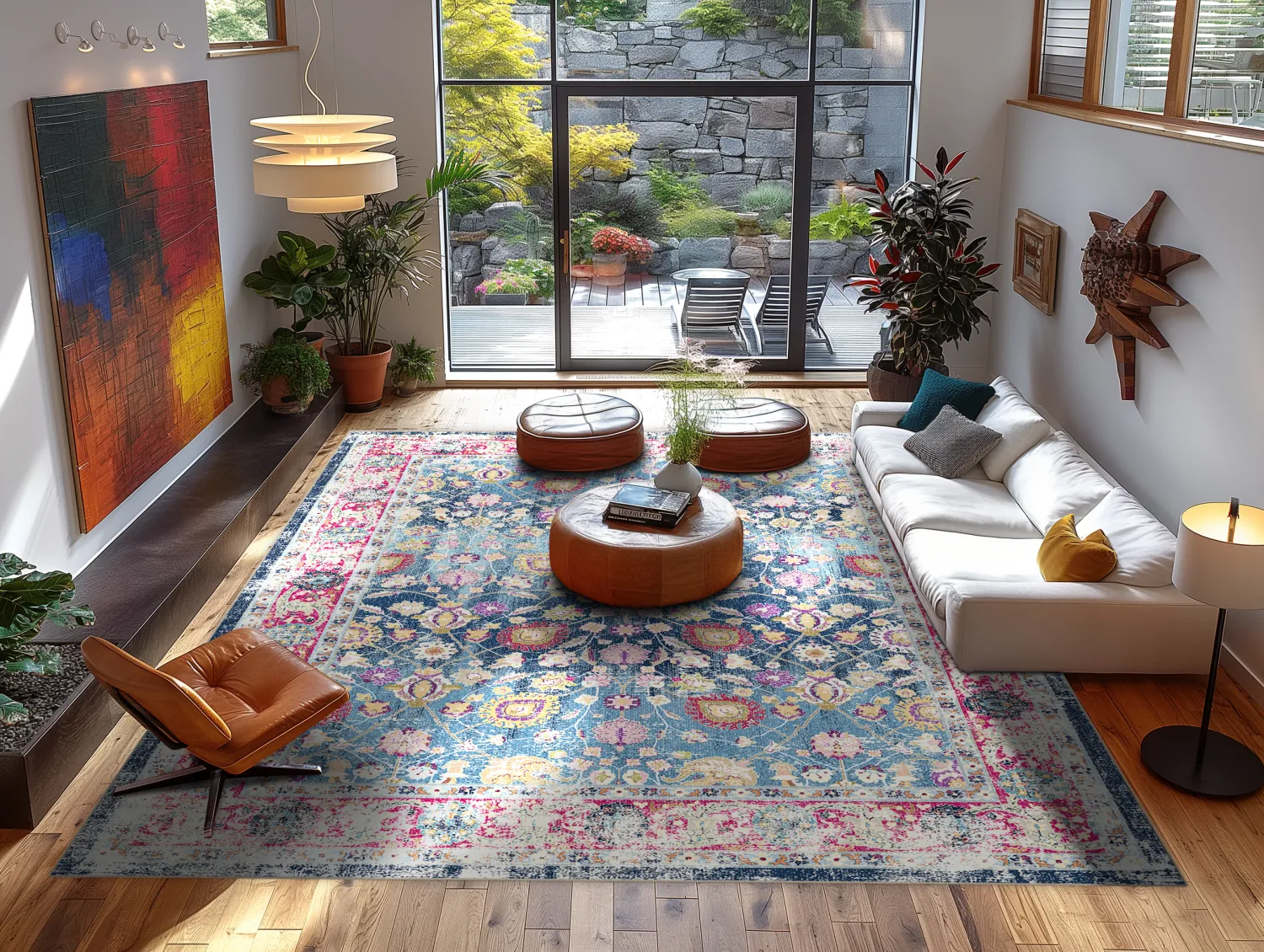 Wilton-Teppich - Bouhjar (blau/rosa/multi)