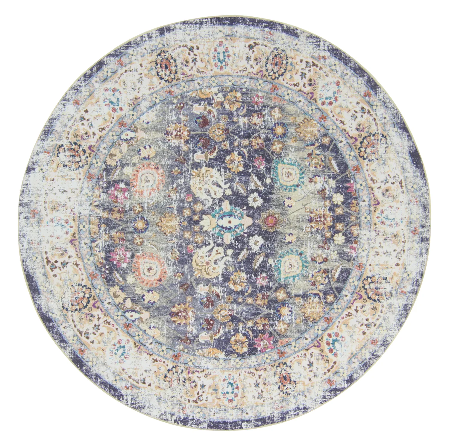 Tapis rond - Bouhjar (bleu/multicolore)