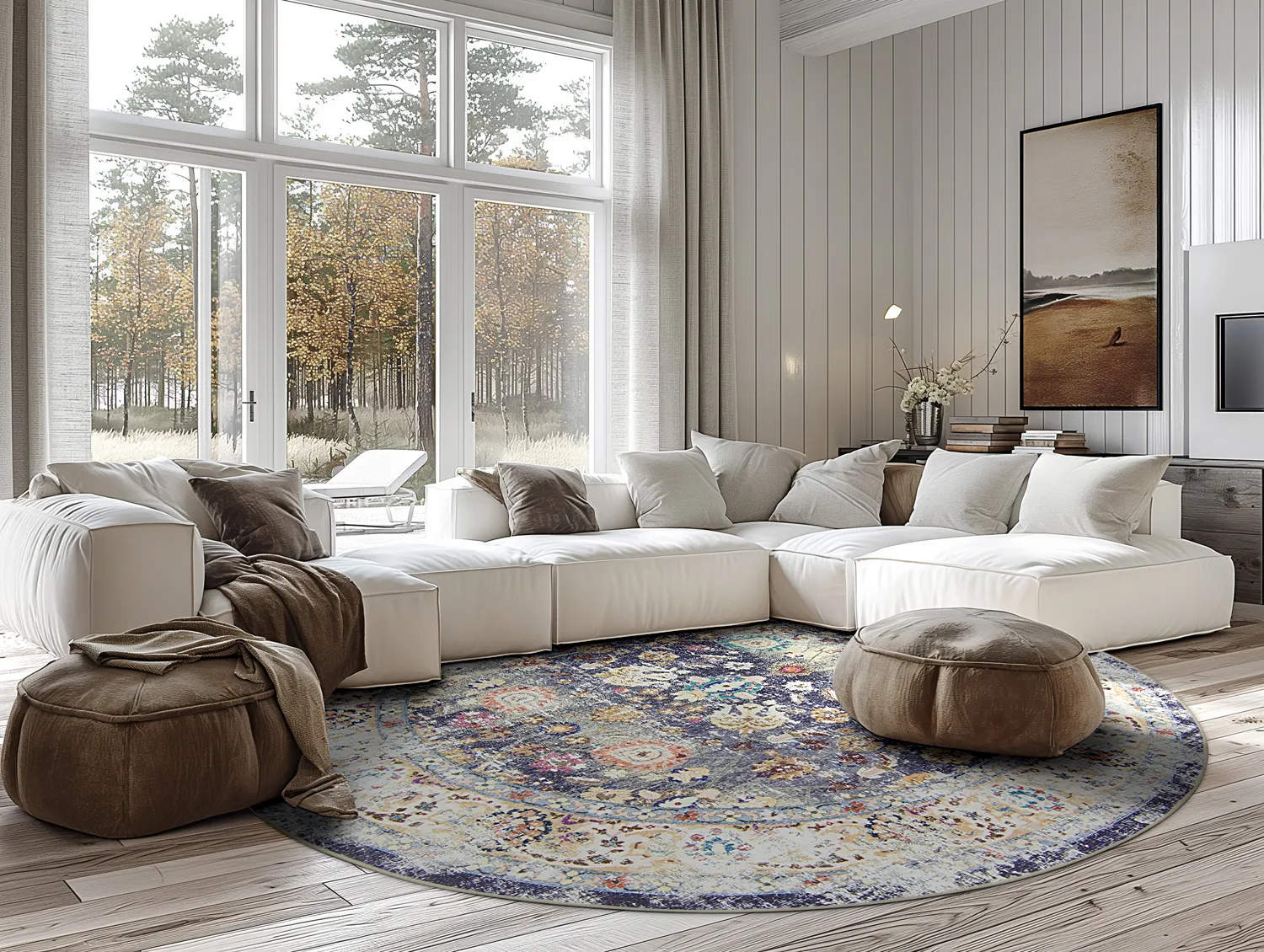 Tapis rond - Bouhjar (bleu/multicolore)