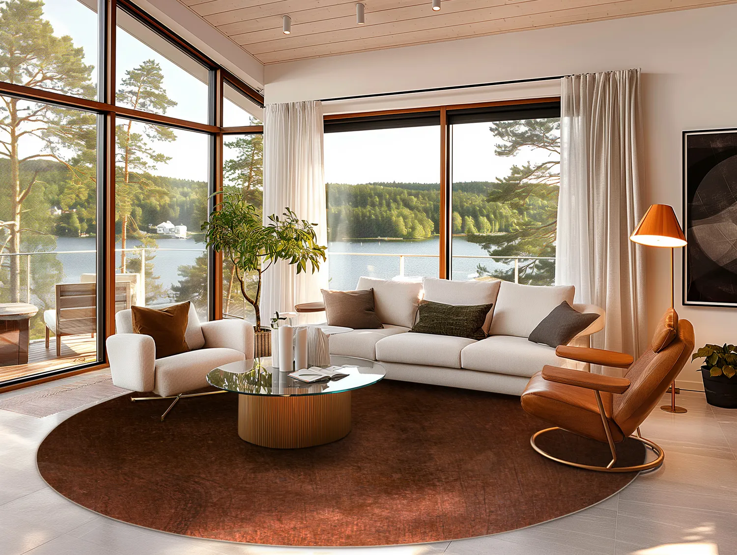 Rund Teppich - Bovera (braun/rot)