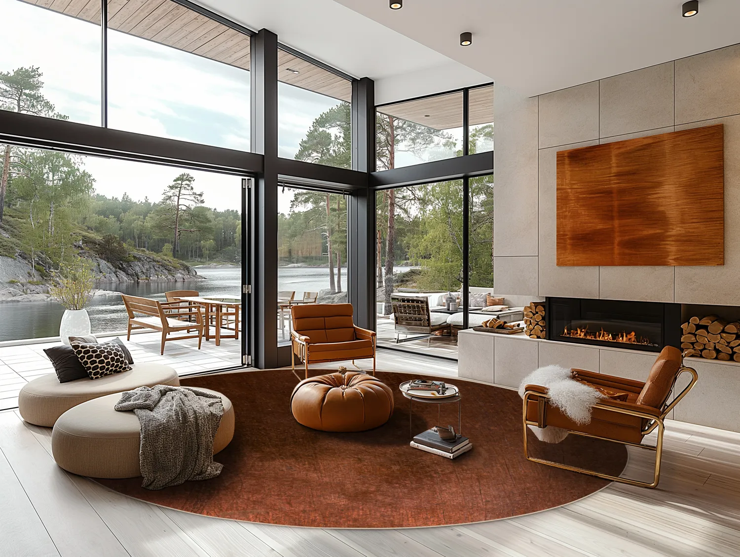 Rund Teppich - Bovera (braun/rot)