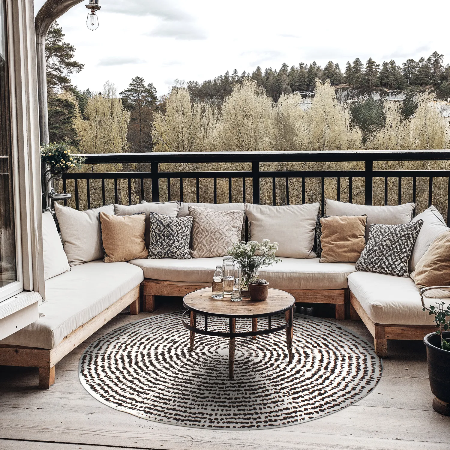 Rund Teppich - Brussels Swirl (schwarz)