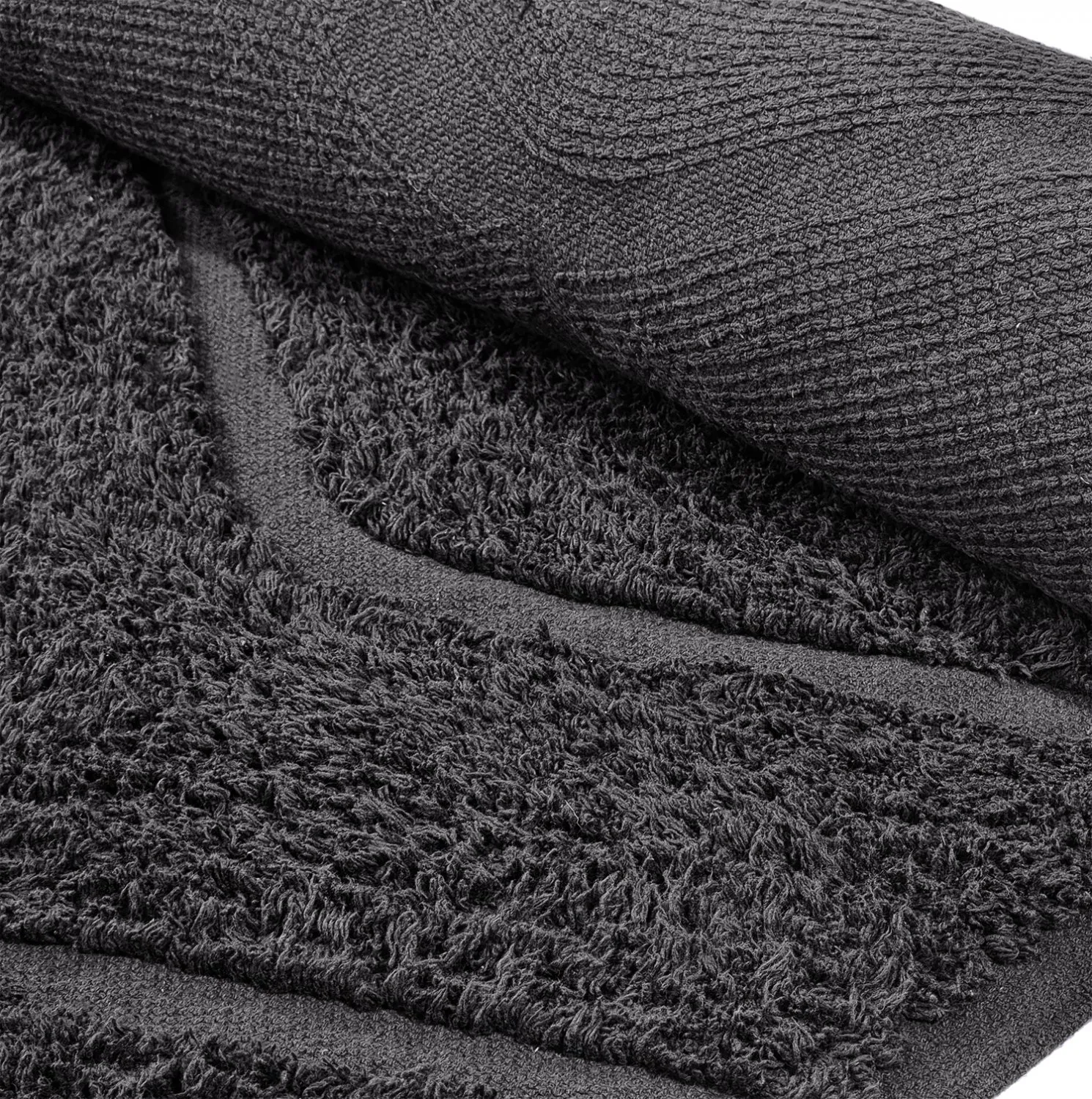 Runde Teppiche - Brynn Natural Cotton Shaggy (schwarz)