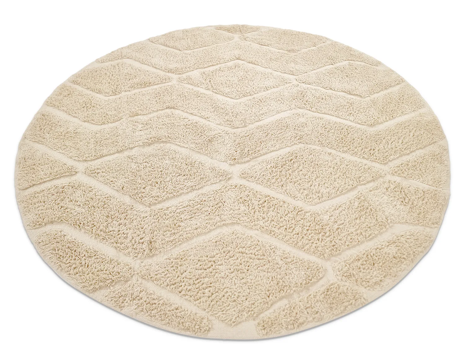 Runde Teppiche - Brynn Natural Cotton Shaggy (beige)