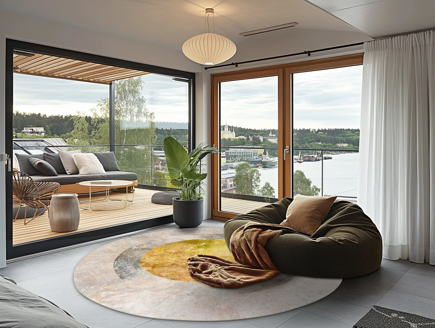 Rund Teppich - Budoni (grau/beige/gelb)