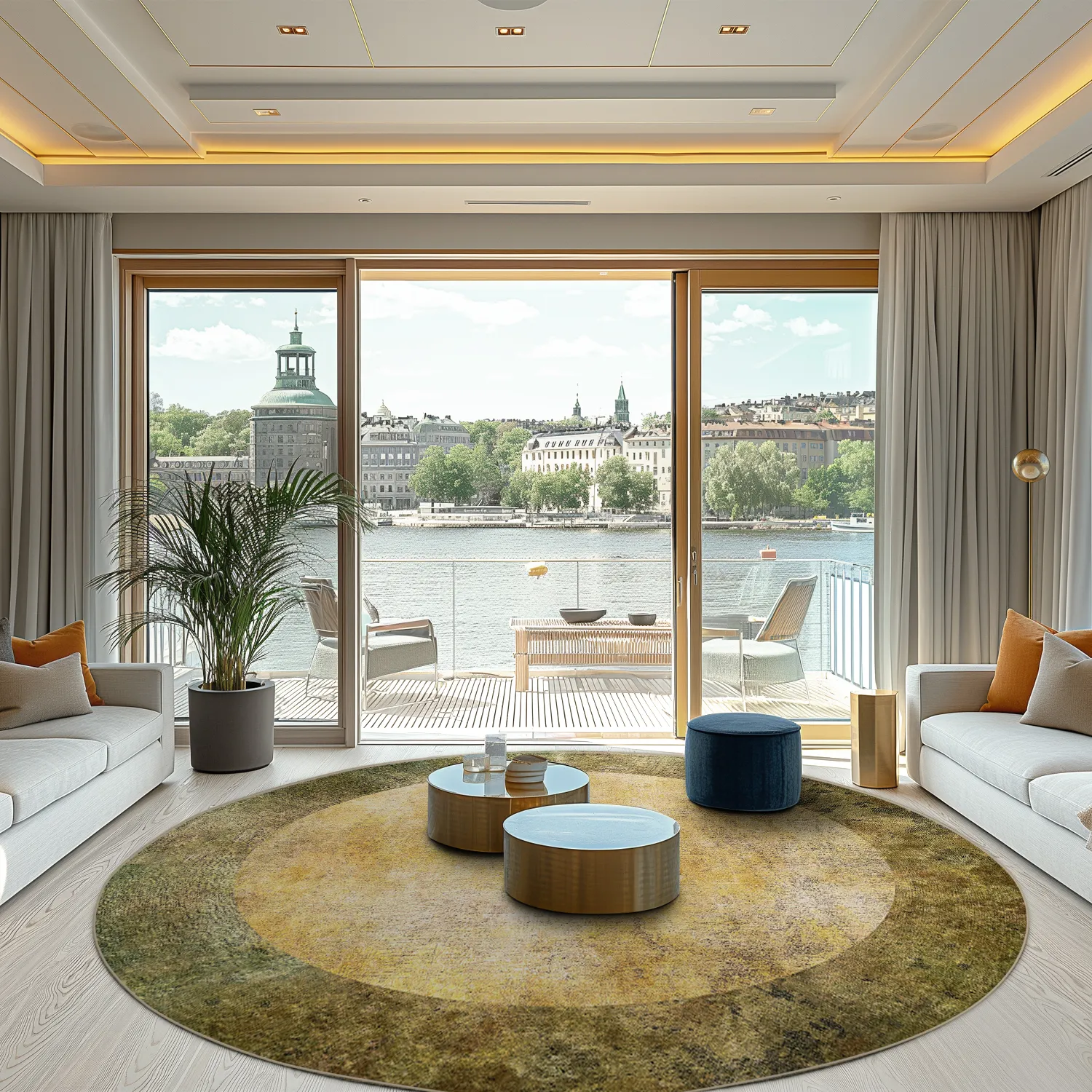 Rund Teppich - Campana (beige/gelb)