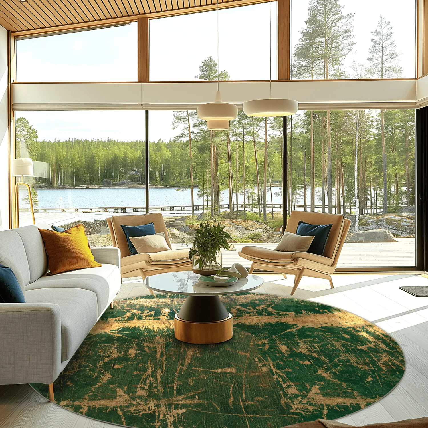 Rund Teppich - Cantoria (beige/grün)