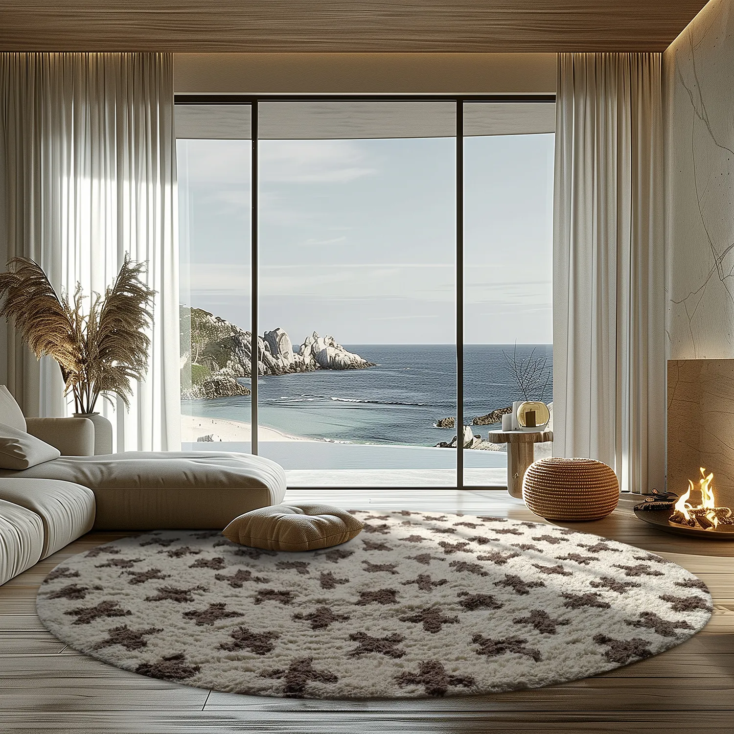 Runde Teppiche - Chesley Natural Cotton Shaggy (beige)