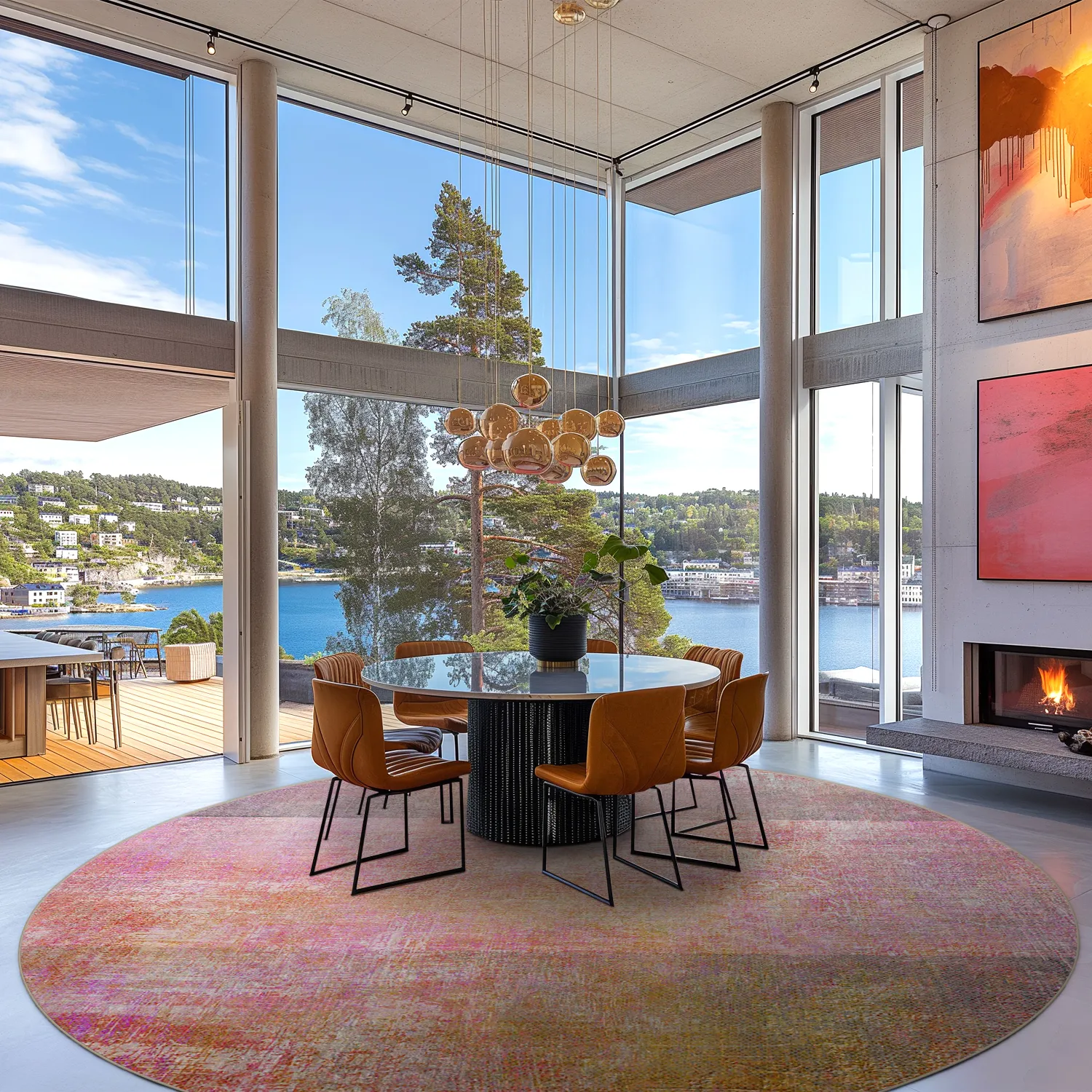 Rund Teppich - Cicoria (rosa/lila)