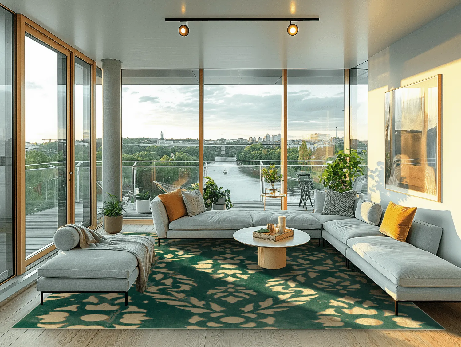 Tapis Wilton - Circe (vert/doré)