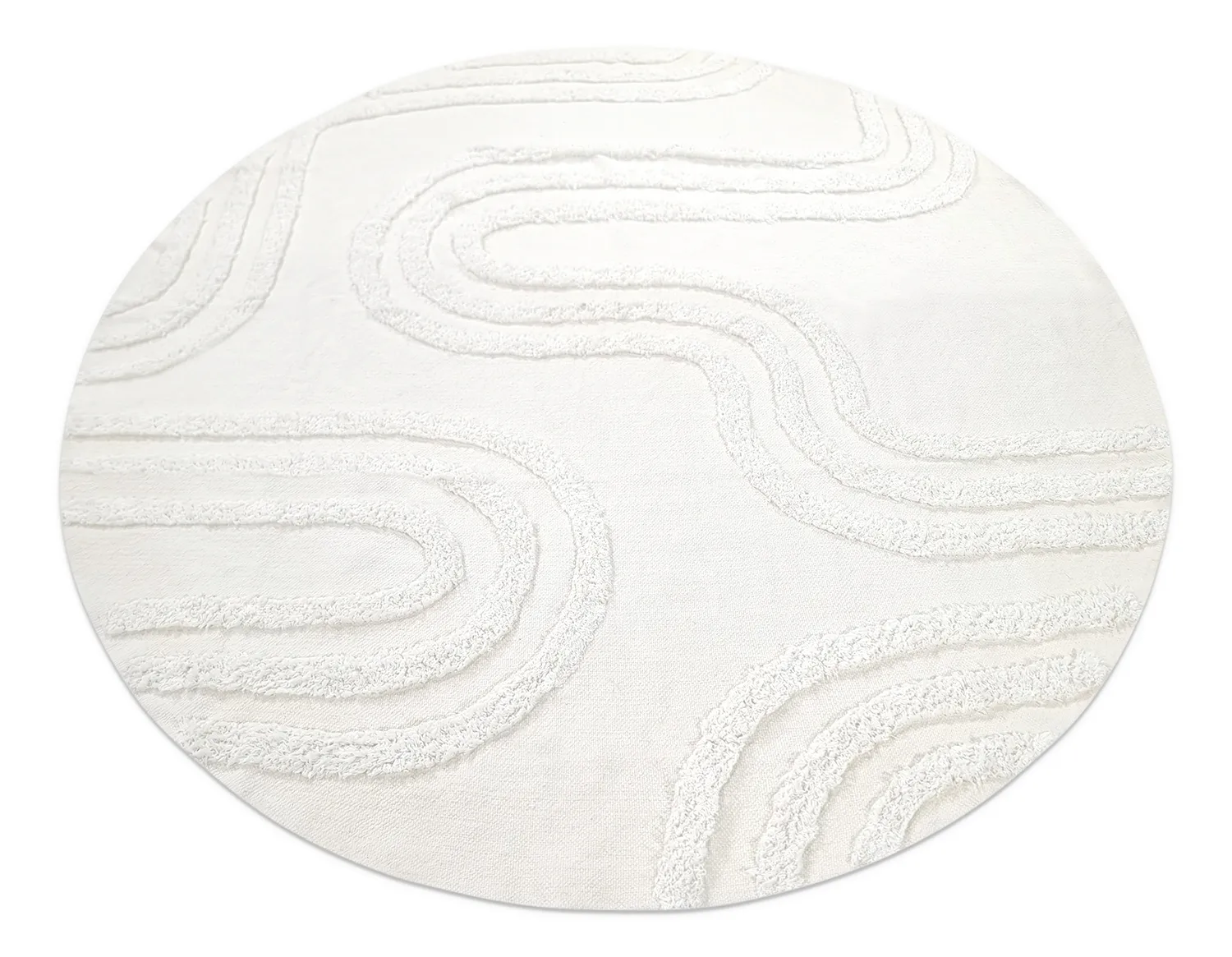 Tapis rond - Como Natural Cotton Shaggy (blanc cassé)