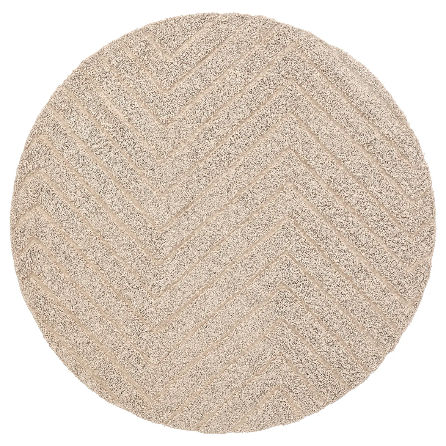 Runde Teppiche - Conara Natural Cotton Shaggy (beige)