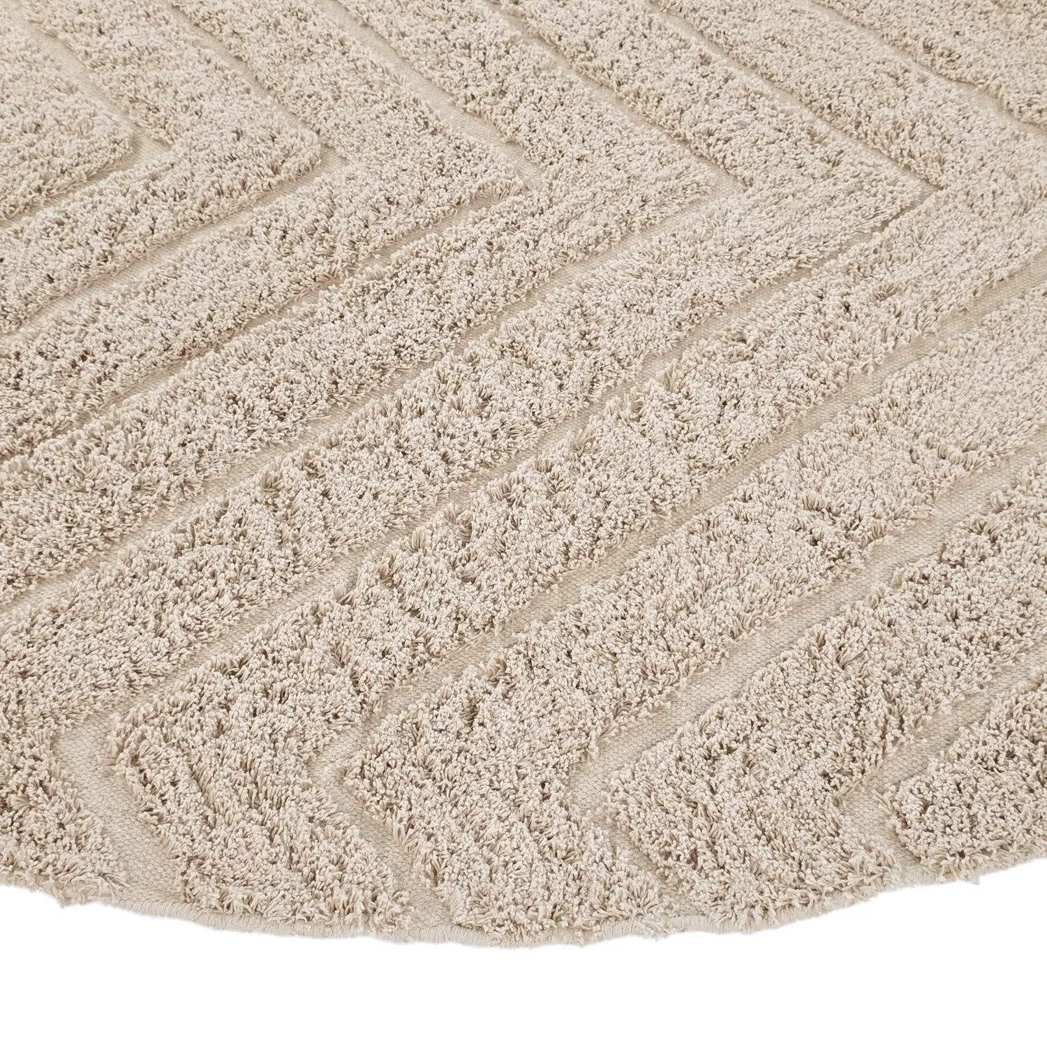 Runde Teppiche - Conara Natural Cotton Shaggy (beige)
