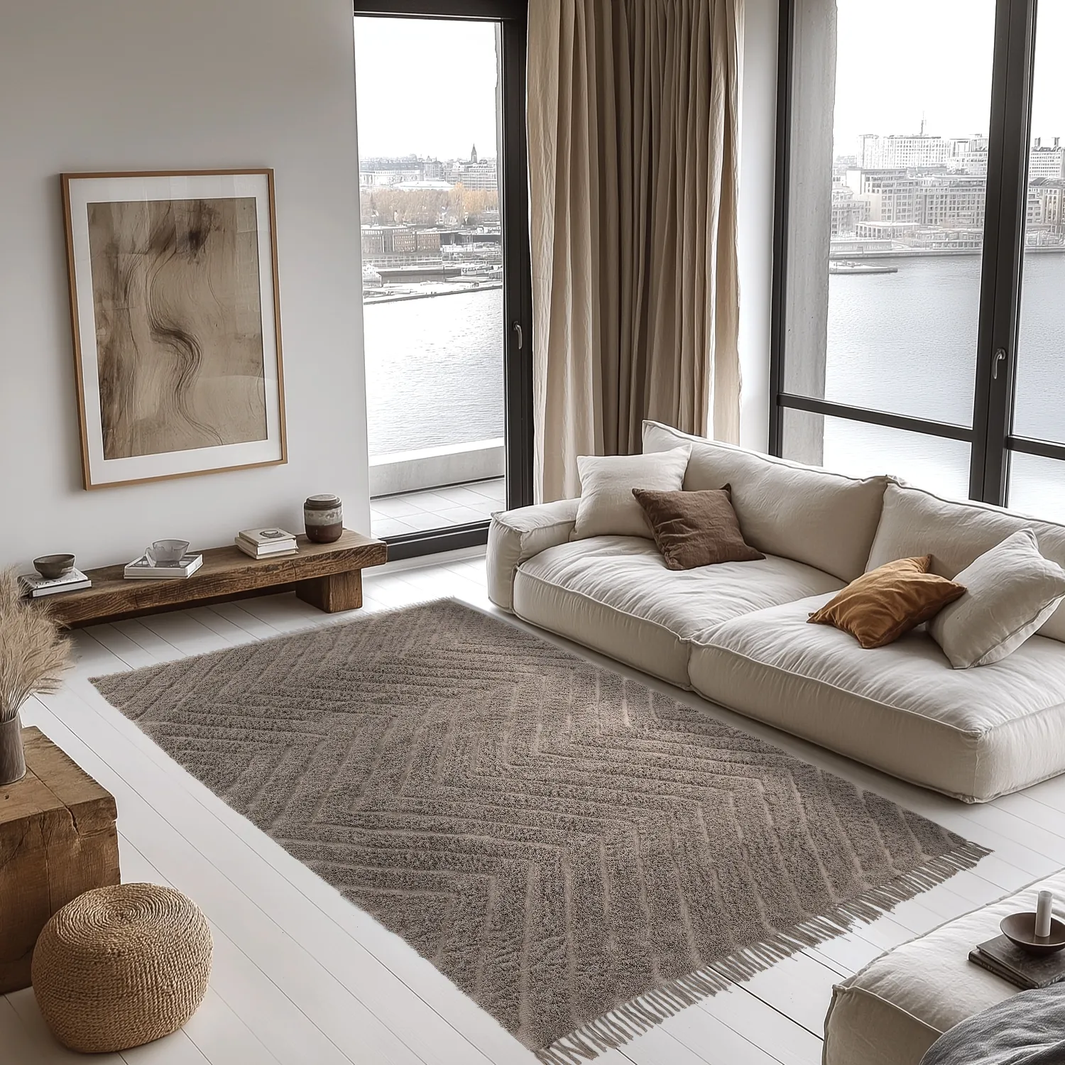 Hochflorteppiche - Conara Natural Cotton Shaggy (taupe)