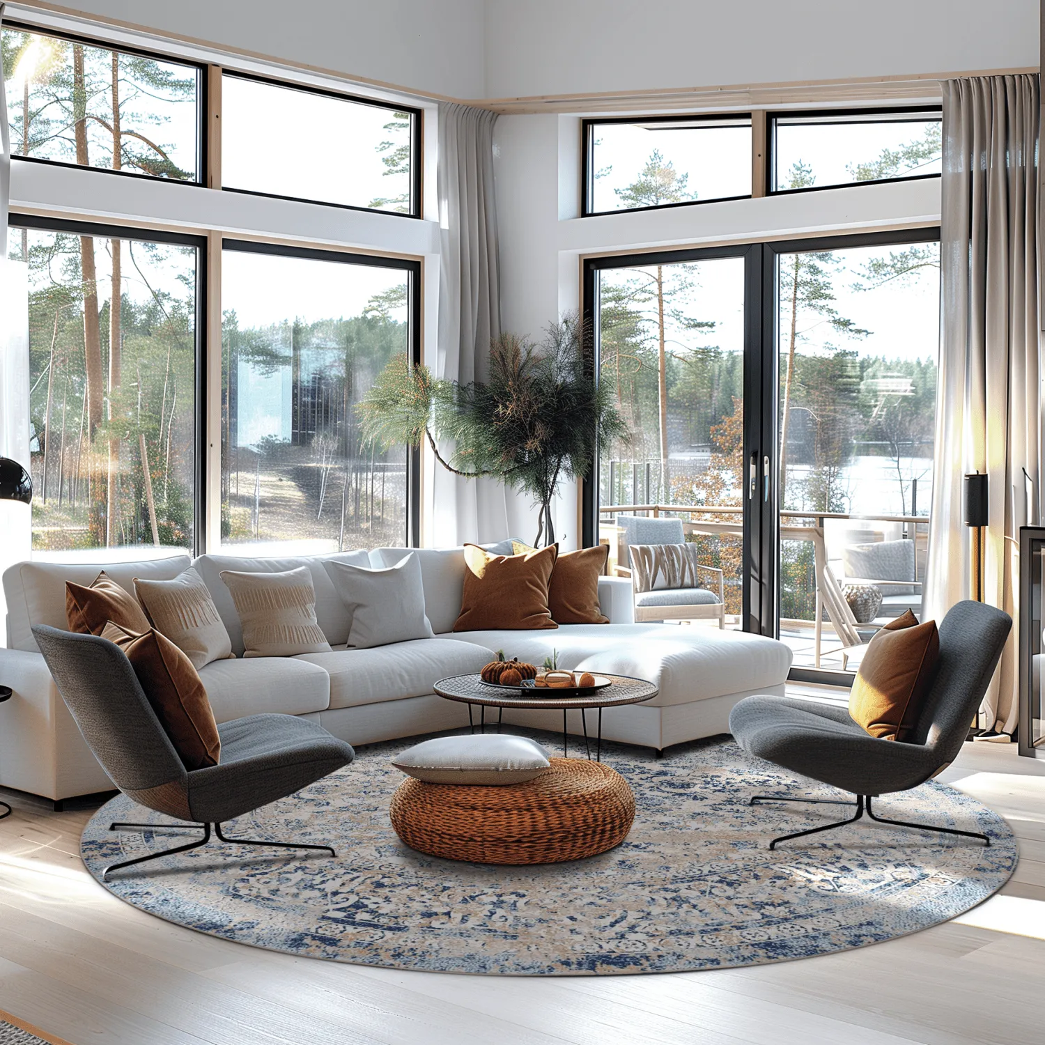 Rund Teppich - Denizli (blau)