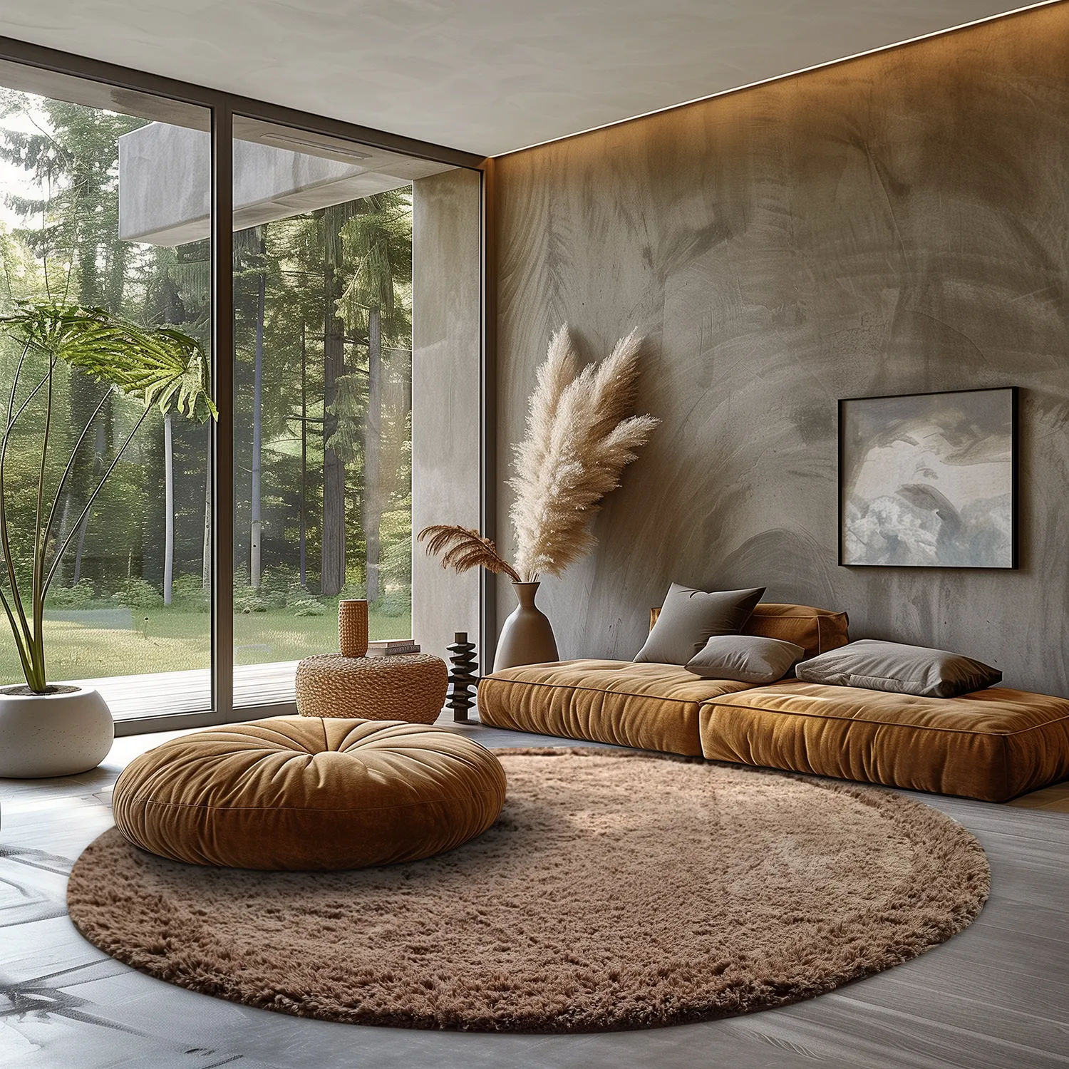 Runde Teppiche - Ebba Natural Cotton Shaggy (braun)