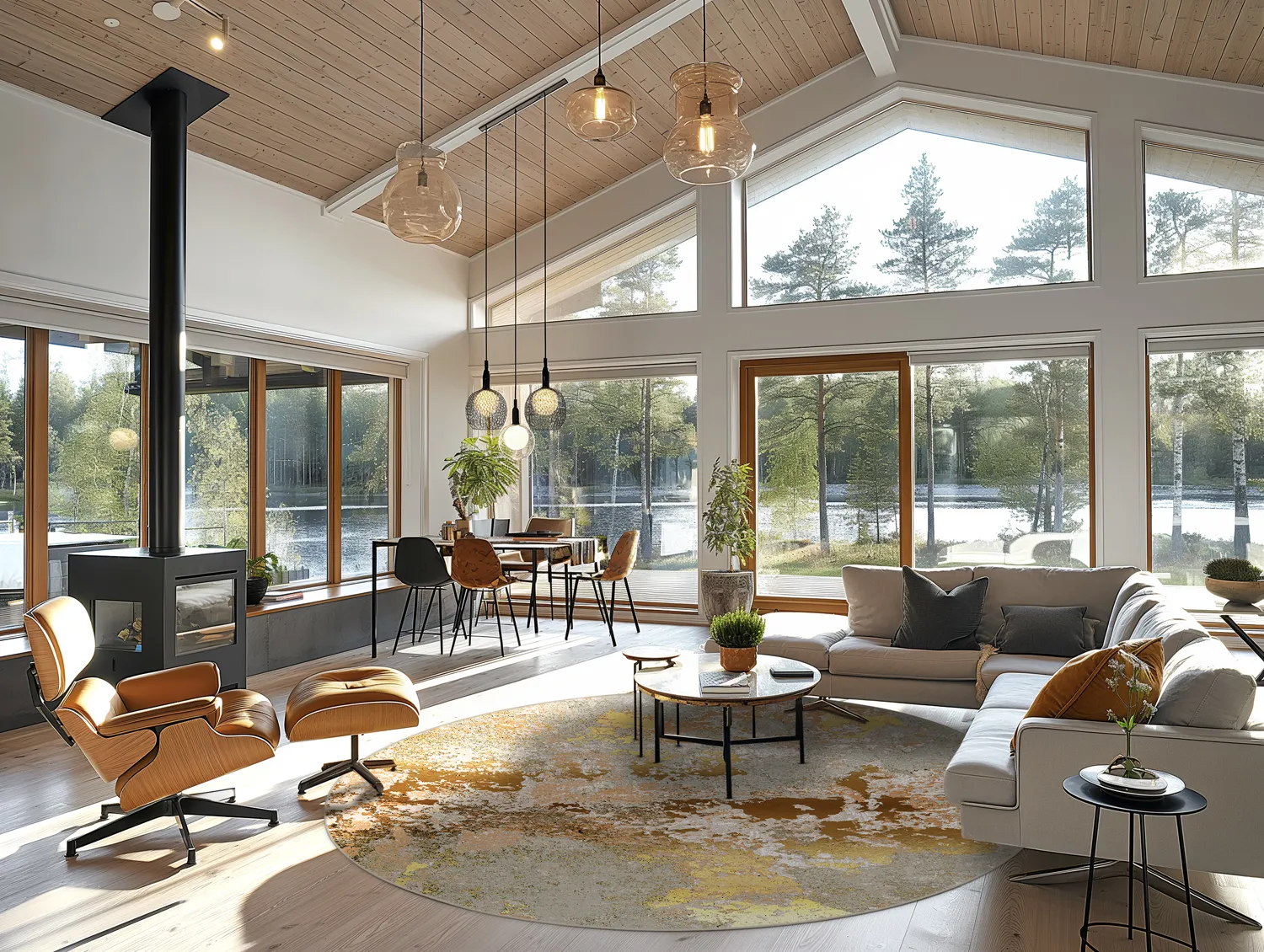 Tapis rond - Elena (beige/doré)