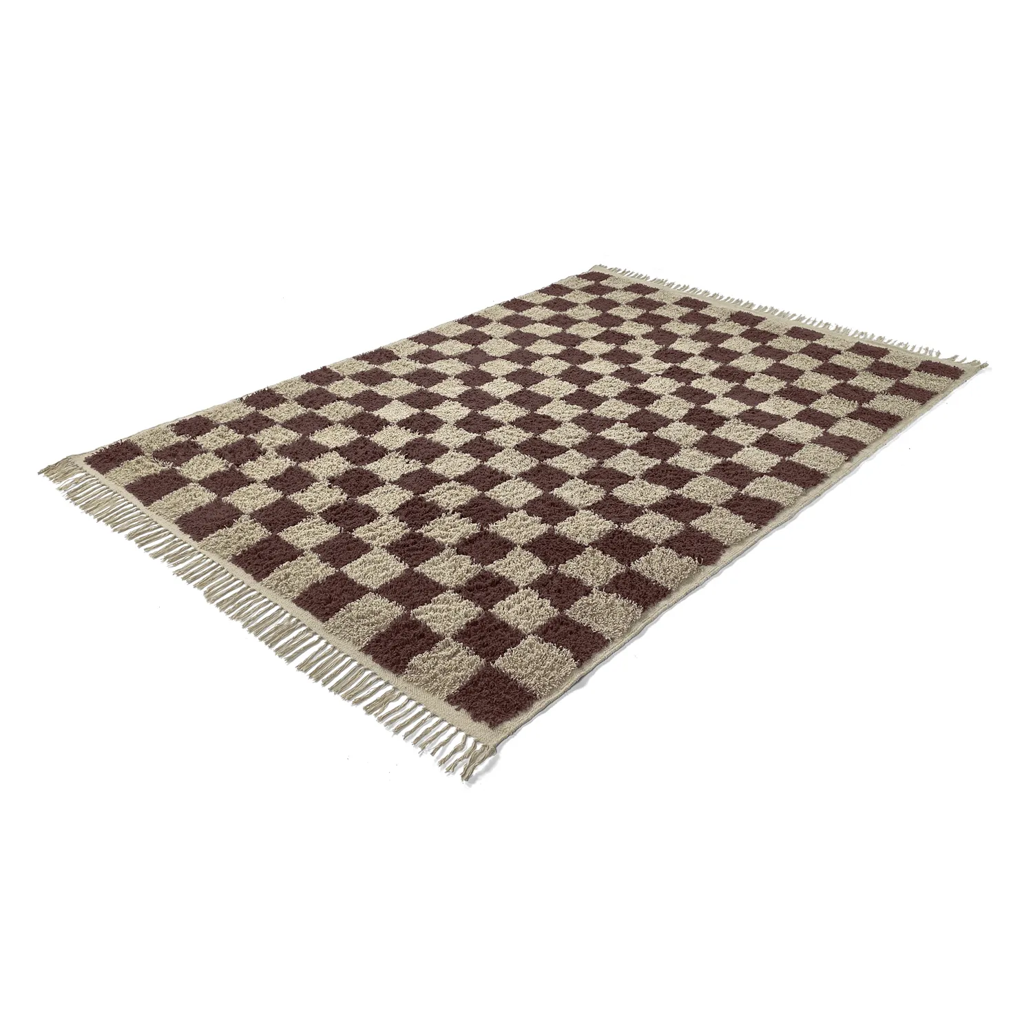 Tapis à poils longs - Elsey Natural Cotton Shaggy (beige/marron)