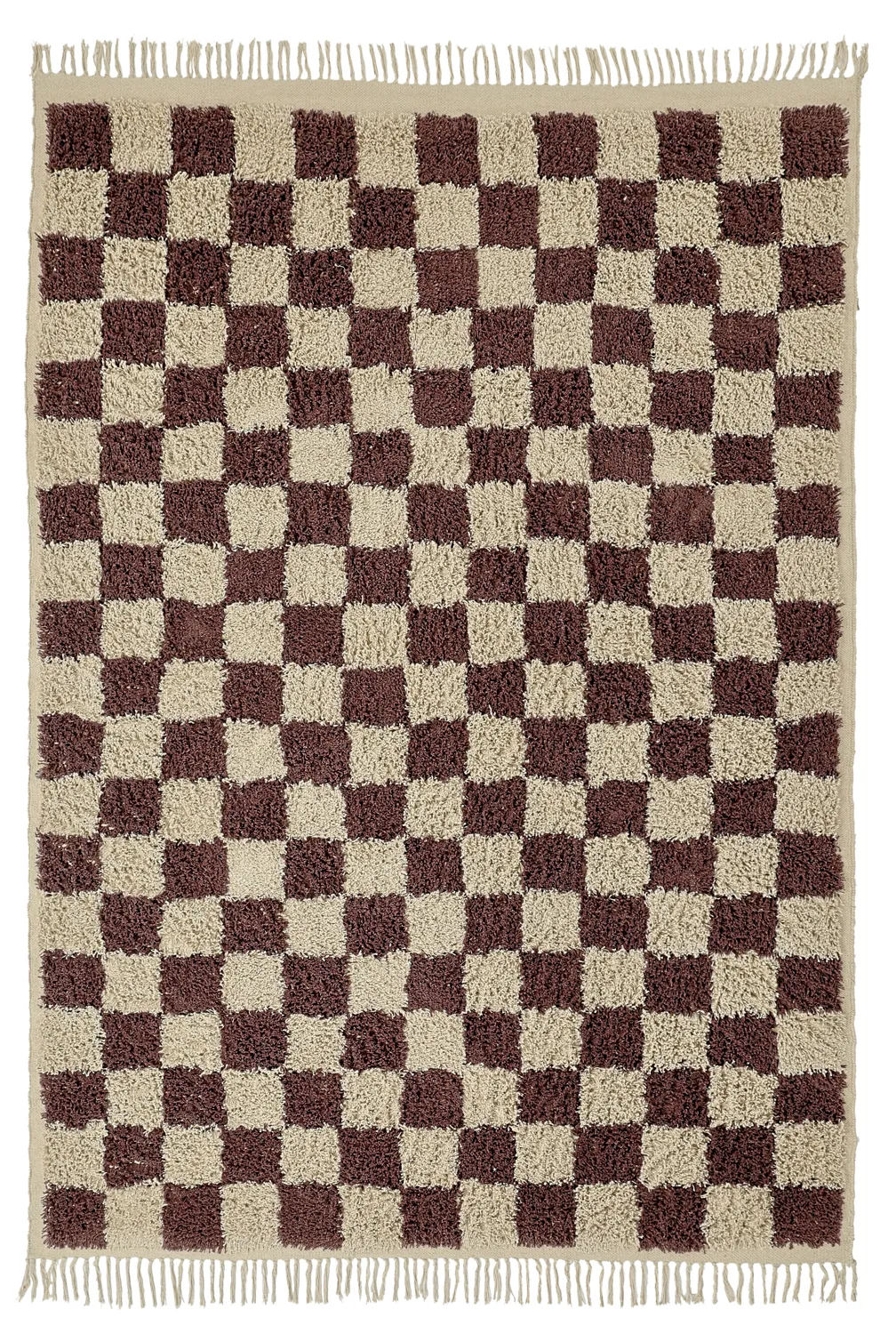 Tapis à poils longs - Elsey Natural Cotton Shaggy (beige/marron)