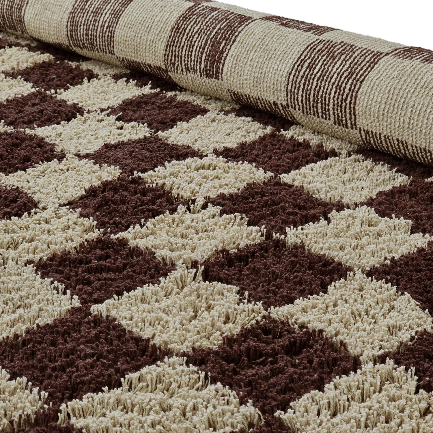 Tapis à poils longs - Elsey Natural Cotton Shaggy (beige/marron)