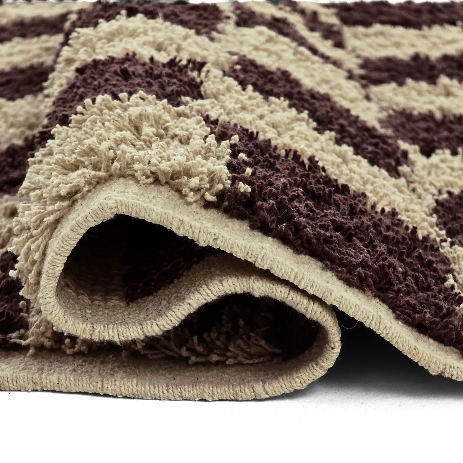 Tapis à poils longs - Elsey Natural Cotton Shaggy (beige/marron)