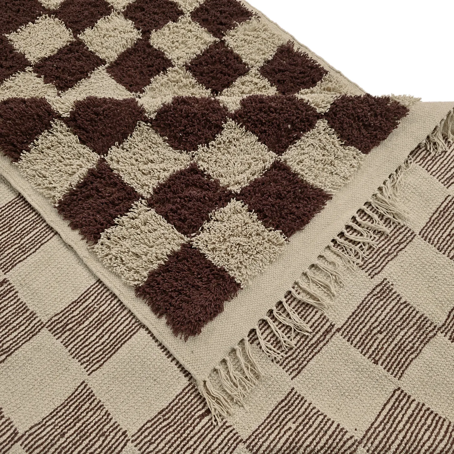 Tapis à poils longs - Elsey Natural Cotton Shaggy (beige/marron)