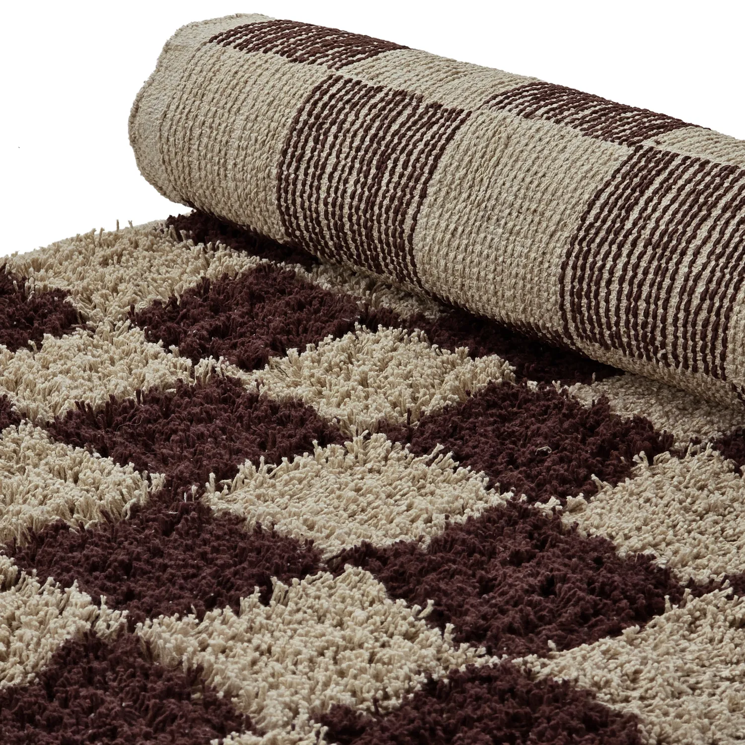 Tapis à poils longs - Elsey Natural Cotton Shaggy (beige/marron)