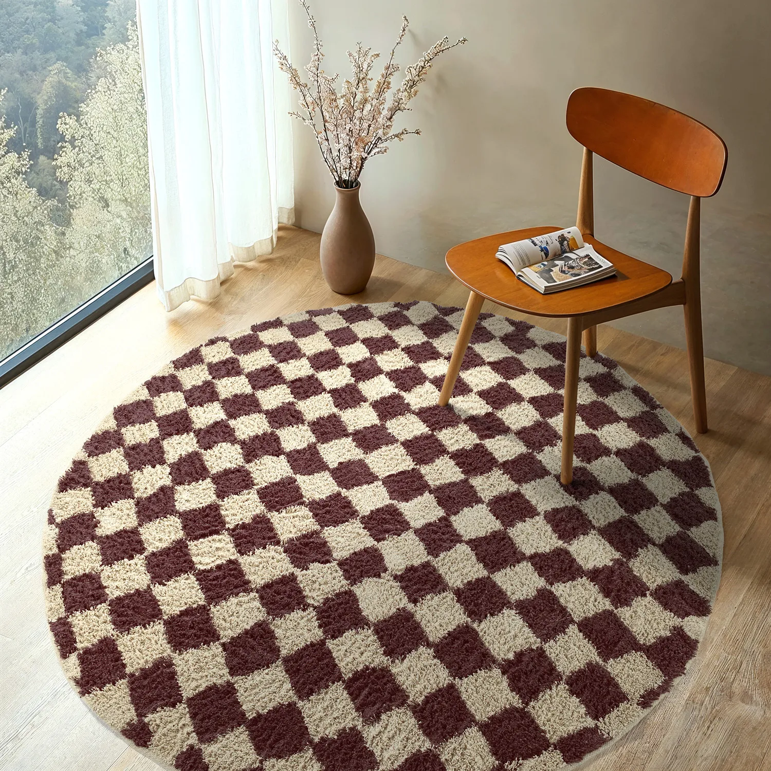 Runde Teppiche - Elsey Natural Cotton Shaggy (beige/braun)