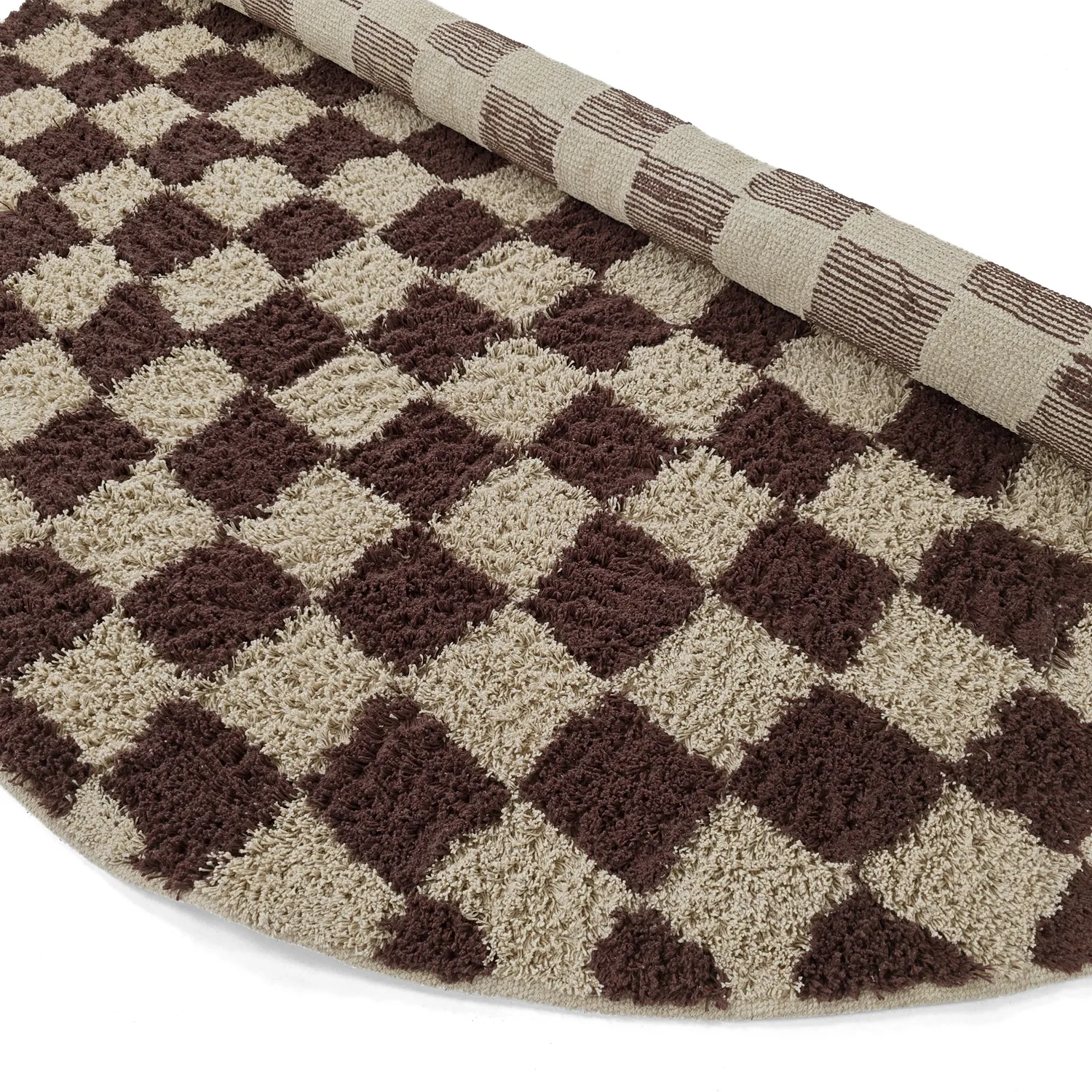 Runde Teppiche - Elsey Natural Cotton Shaggy (beige/braun)