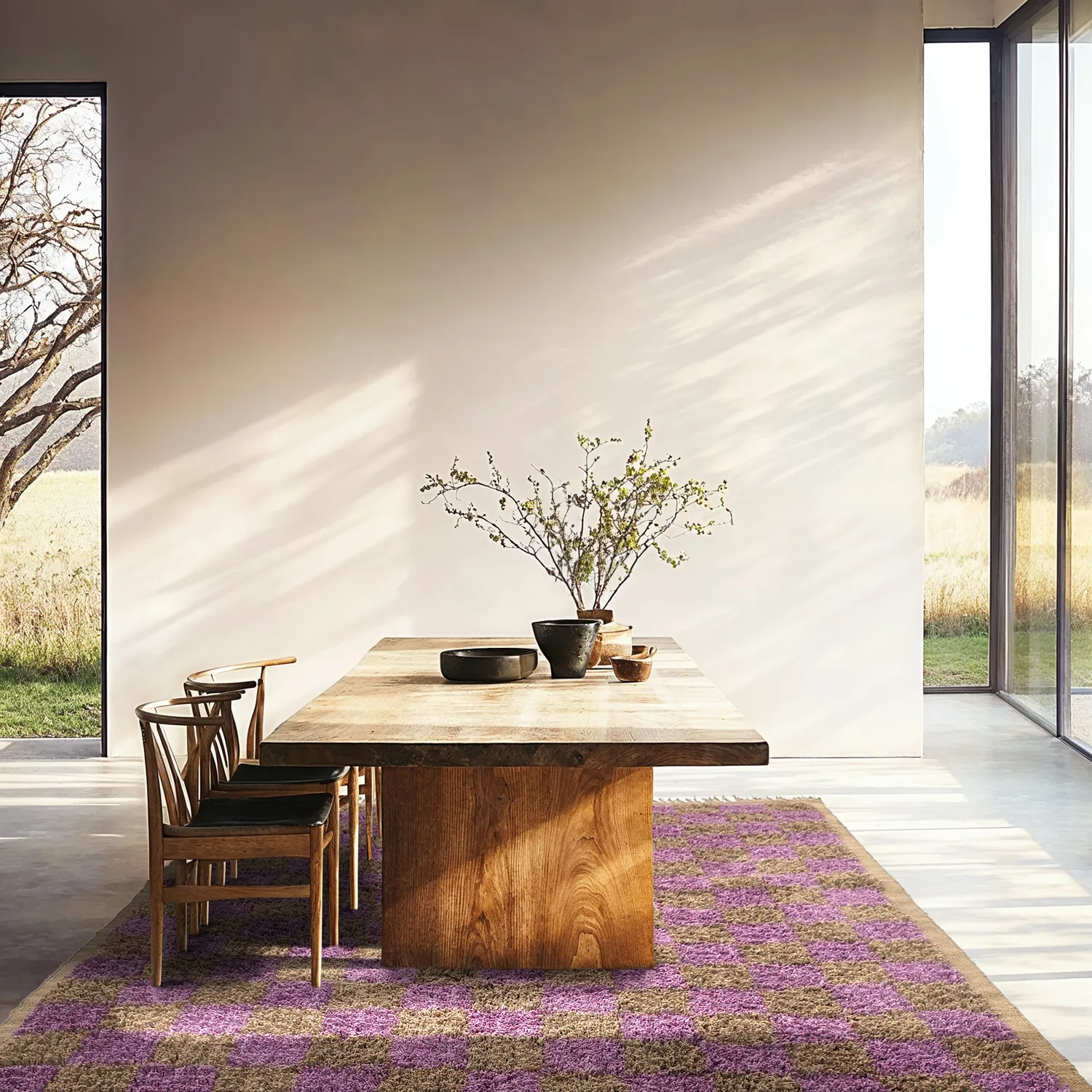 Hochflorteppiche - Elsey Natural Cotton Shaggy (braun/lila)