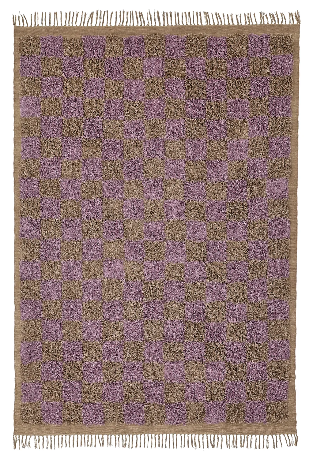 Hochflorteppiche - Elsey Natural Cotton Shaggy (braun/lila)