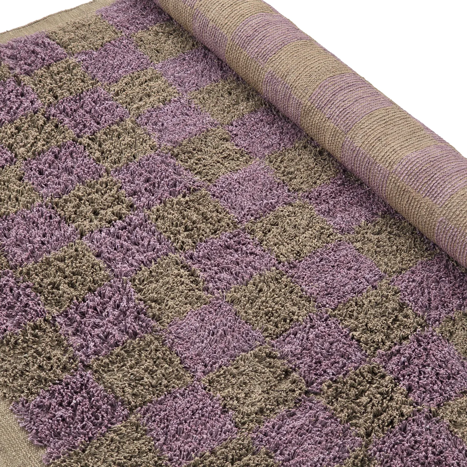 Hochflorteppiche - Elsey Natural Cotton Shaggy (braun/lila)