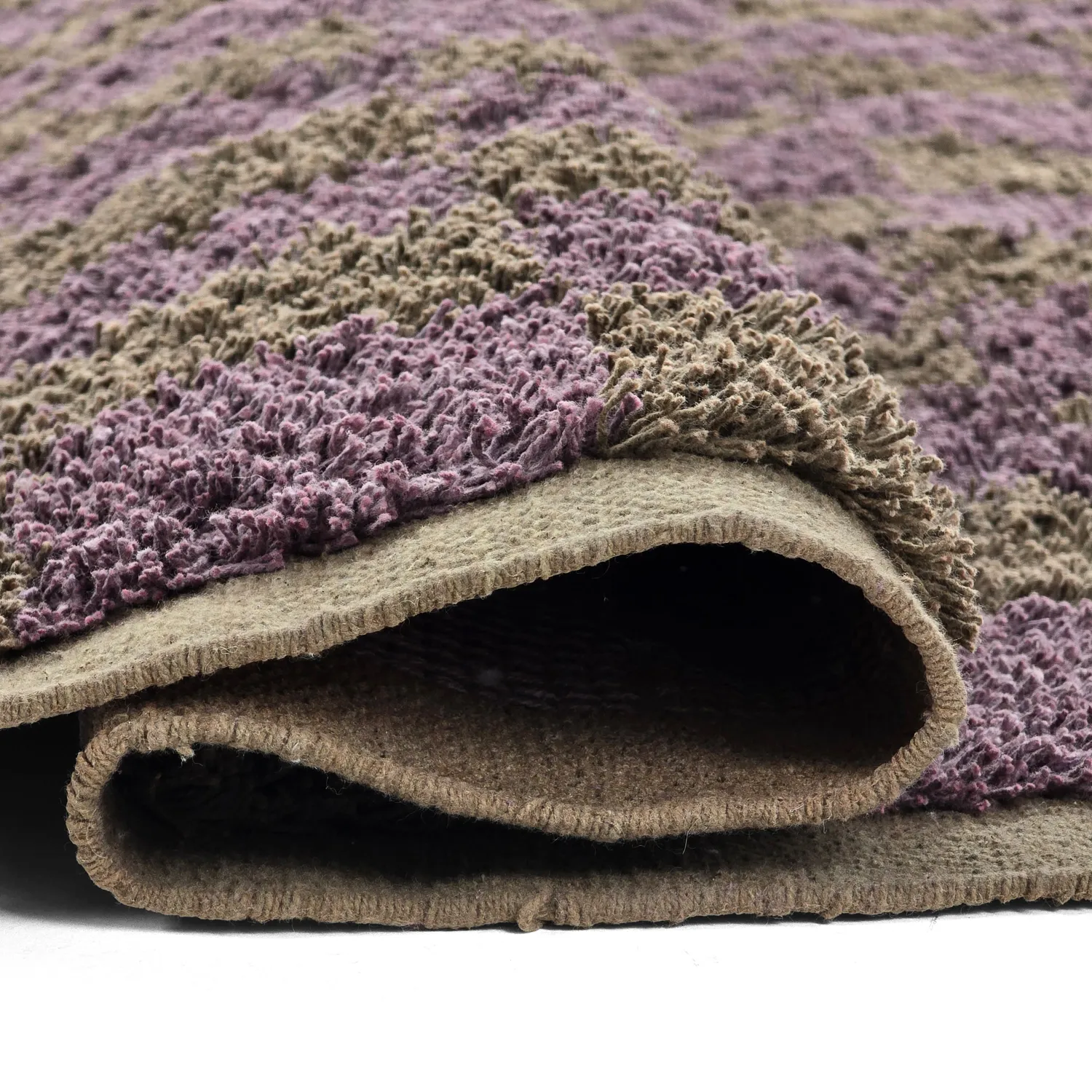 Hochflorteppiche - Elsey Natural Cotton Shaggy (braun/lila)