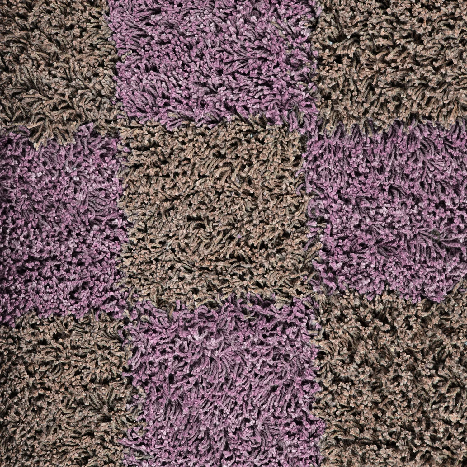 Hochflorteppiche - Elsey Natural Cotton Shaggy (braun/lila)