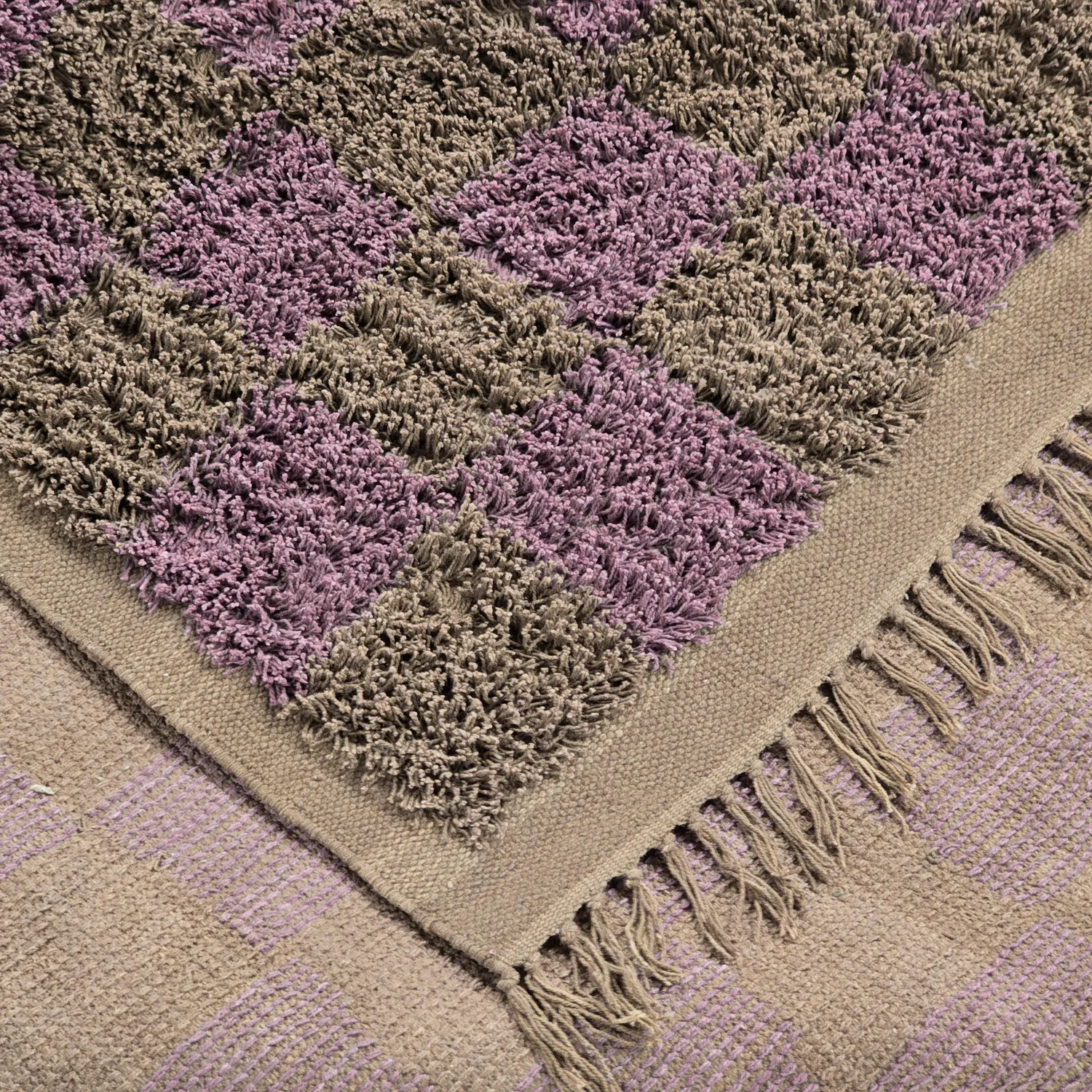 Hochflorteppiche - Elsey Natural Cotton Shaggy (braun/lila)