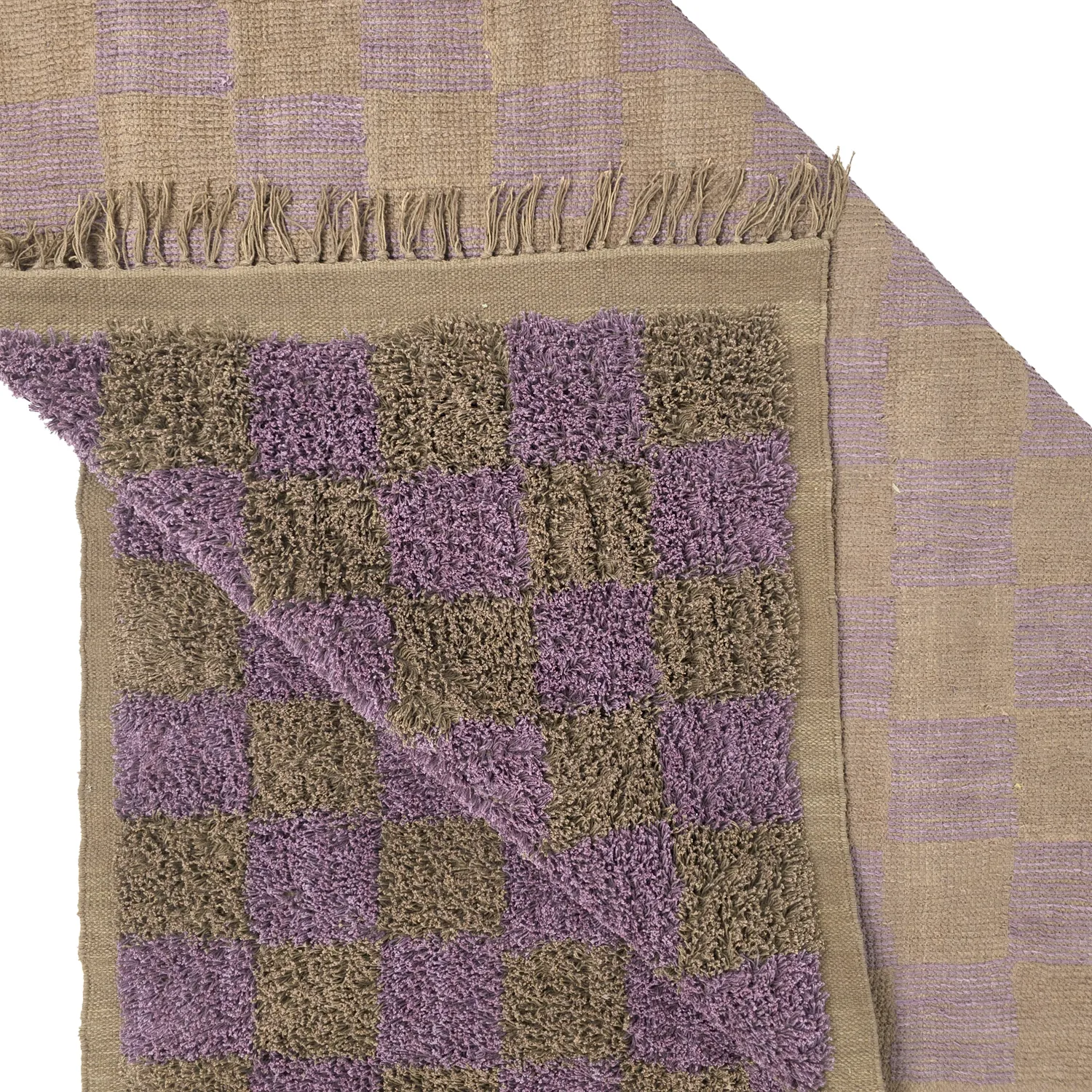 Hochflorteppiche - Elsey Natural Cotton Shaggy (braun/lila)