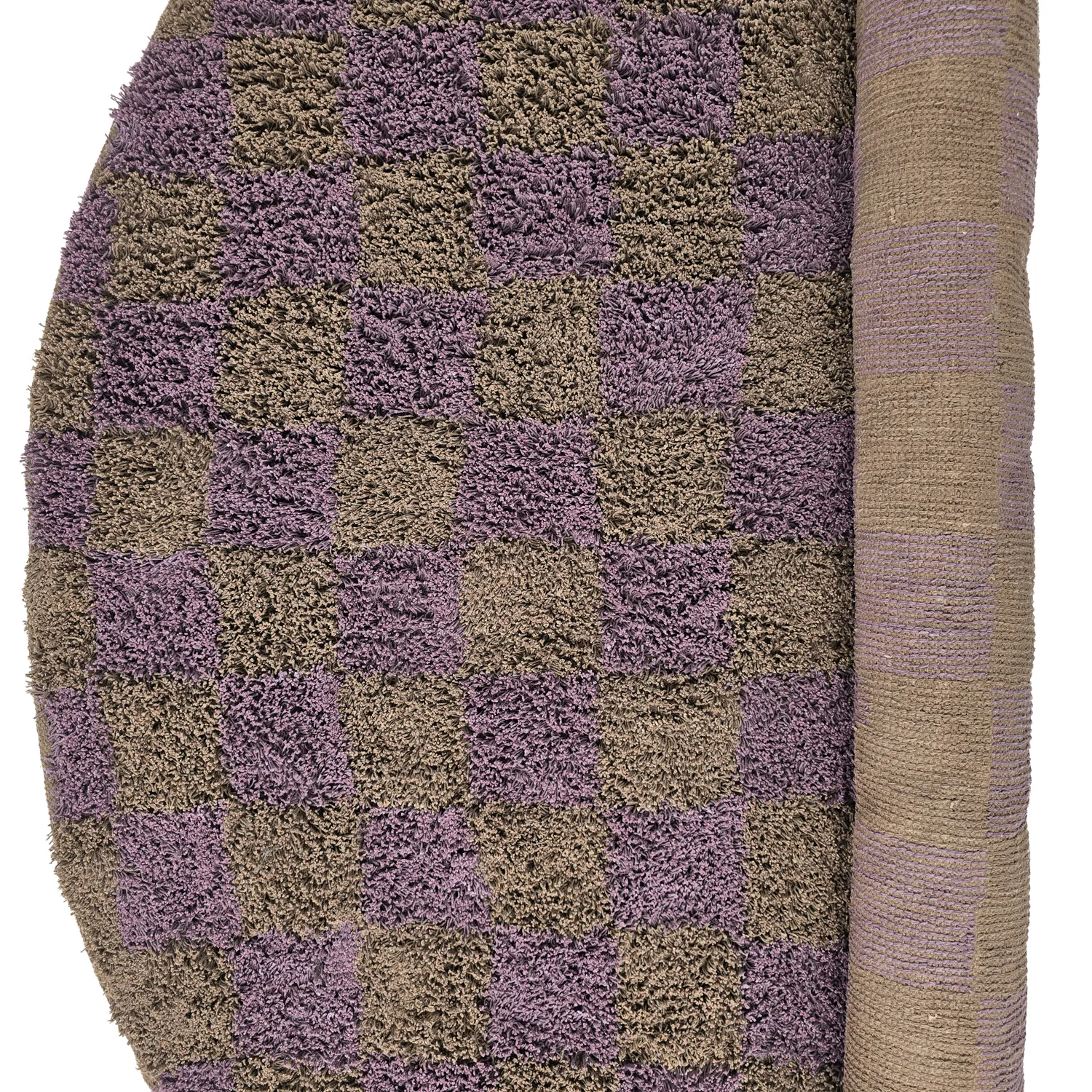 Runde Teppiche - Elsey Natural Cotton Shaggy (braun/lila)