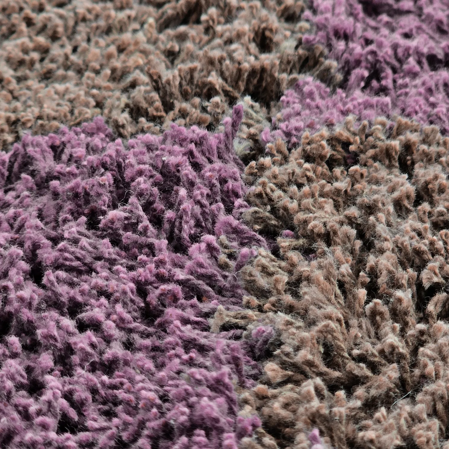 Runde Teppiche - Elsey Natural Cotton Shaggy (braun/lila)