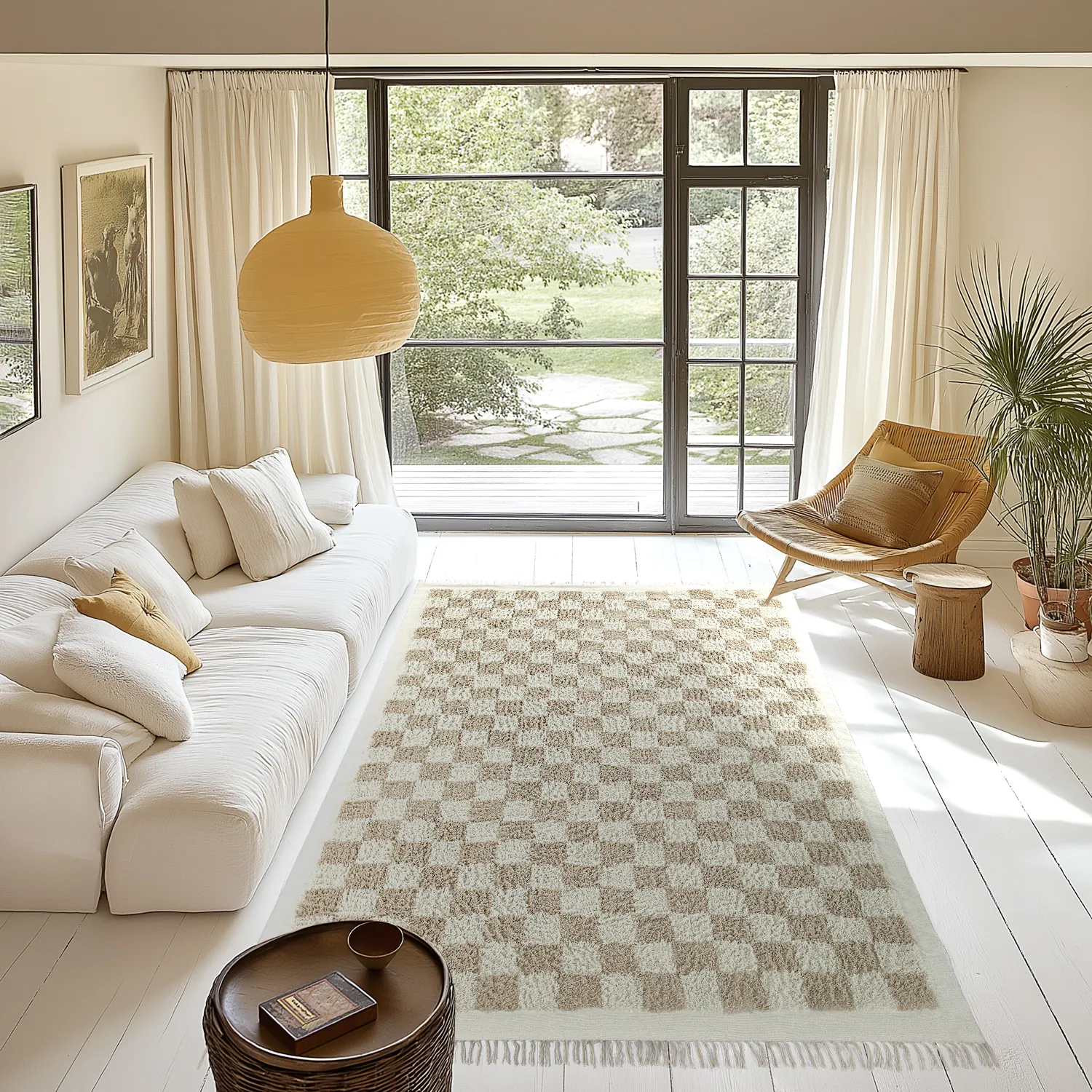 Tapis à poils longs - Elsey Natural Cotton Shaggy (crème/sable)