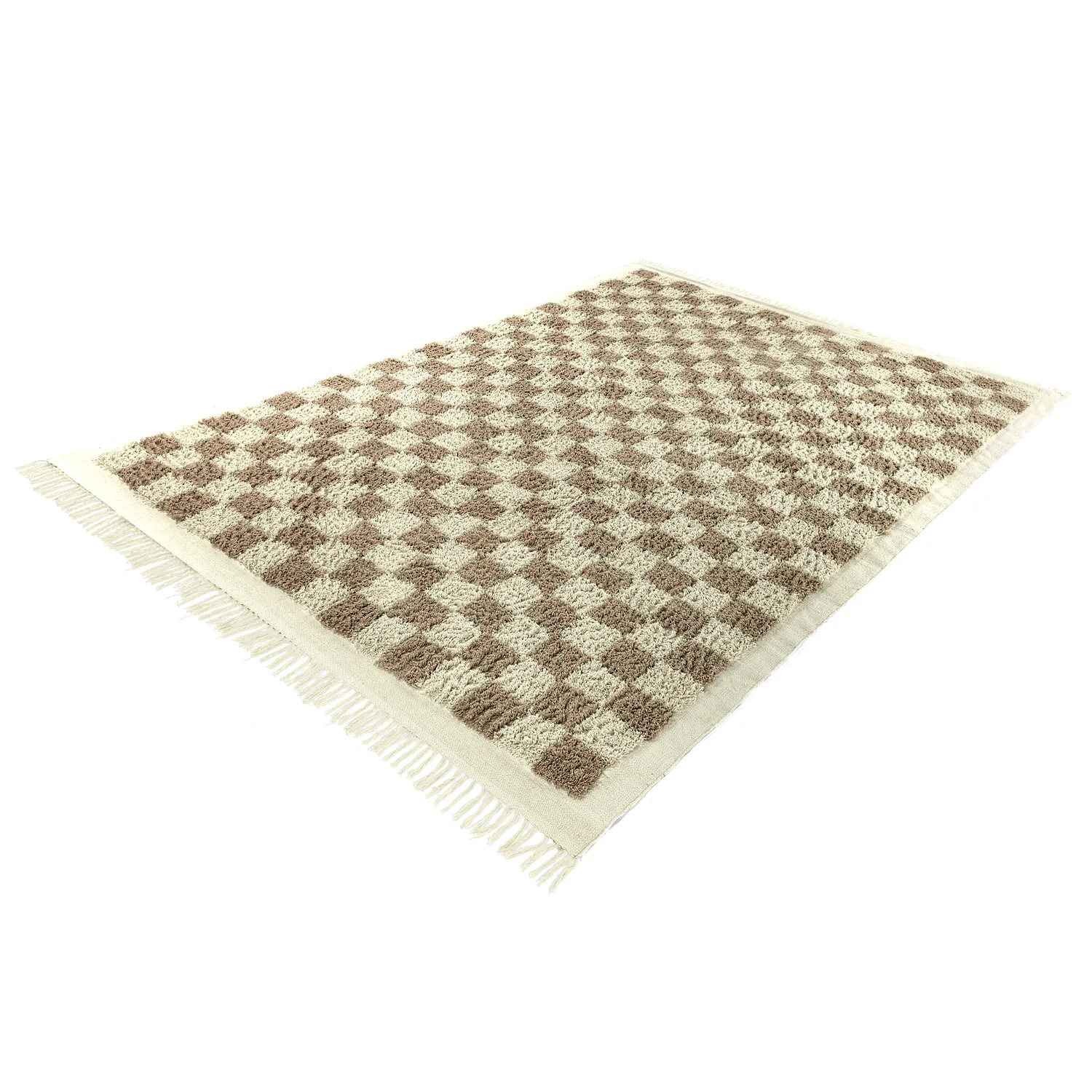 Tapis à poils longs - Elsey Natural Cotton Shaggy (crème/sable)