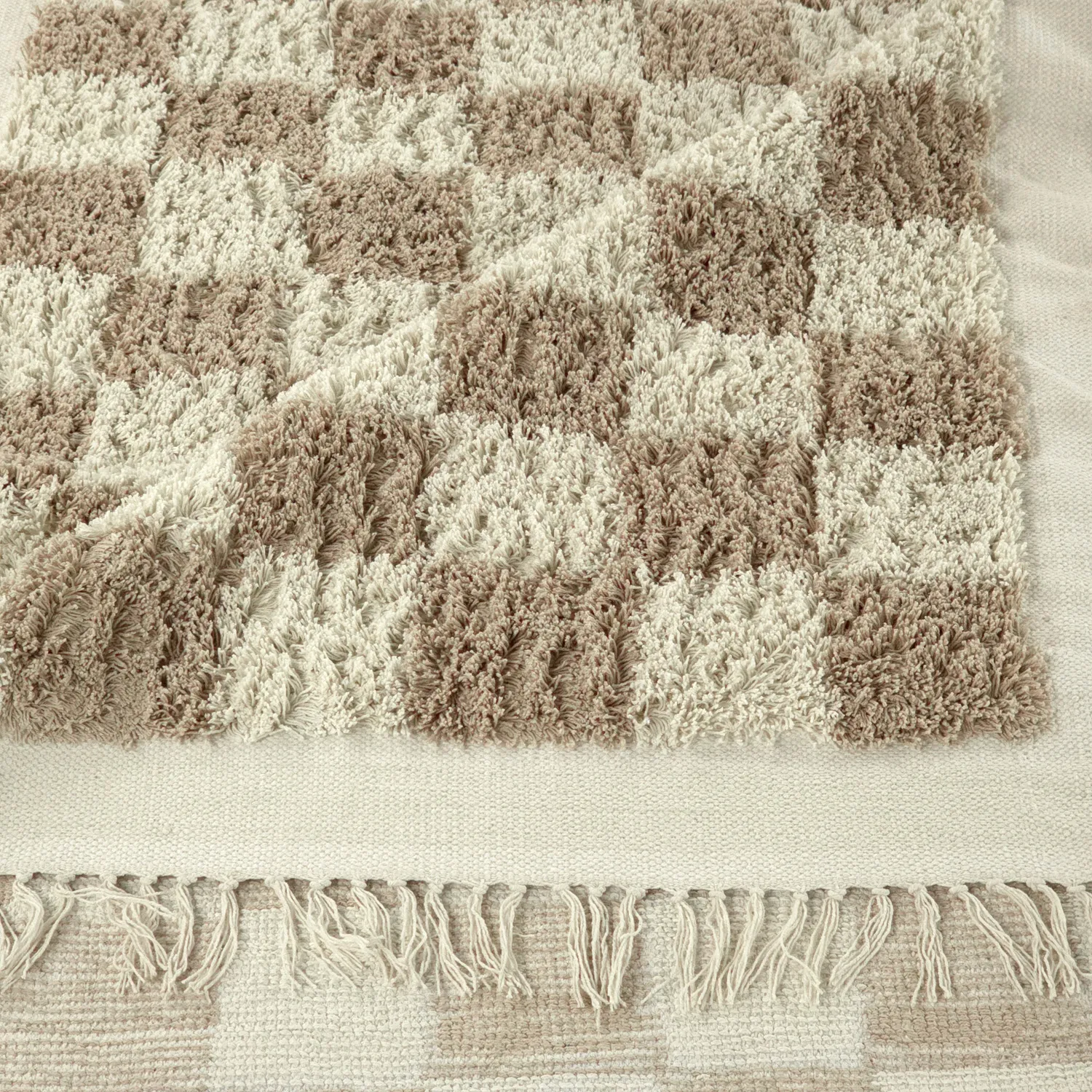Tapis à poils longs - Elsey Natural Cotton Shaggy (crème/sable)