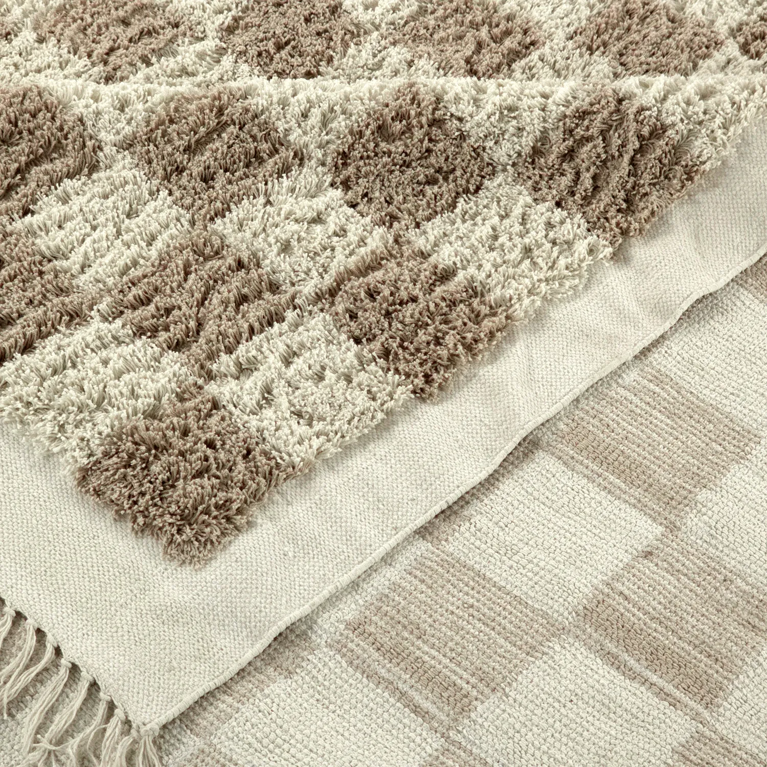 Tapis à poils longs - Elsey Natural Cotton Shaggy (crème/sable)