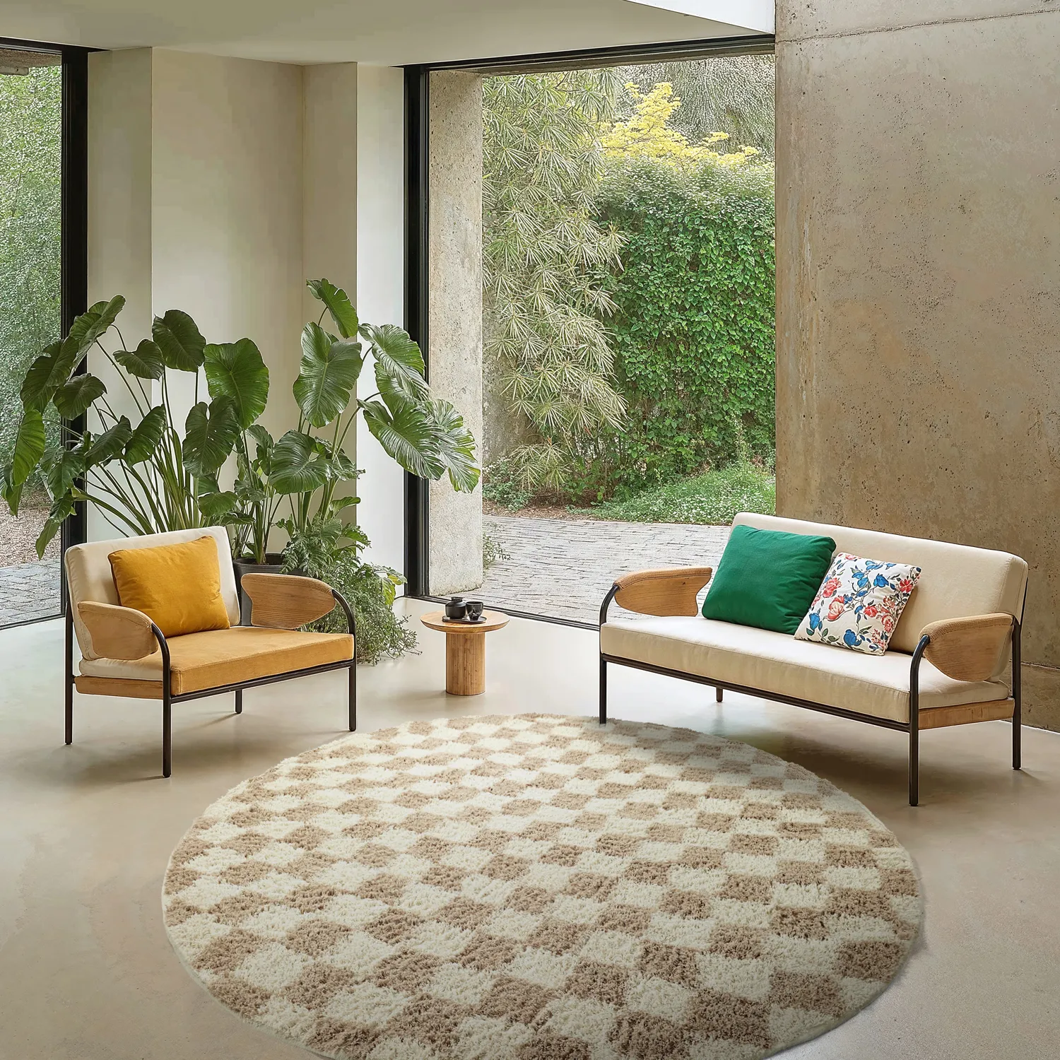 Runde Teppiche - Elsey Natural Cotton Shaggy (creme/sand)