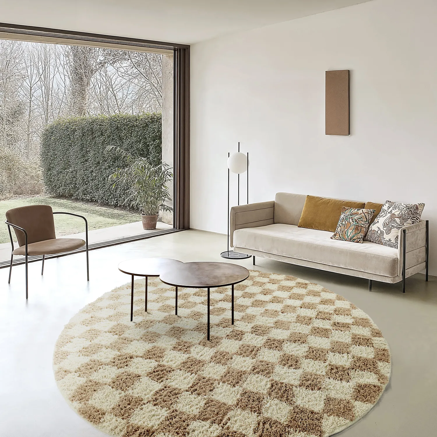 Runde Teppiche - Elsey Natural Cotton Shaggy (creme/sand)