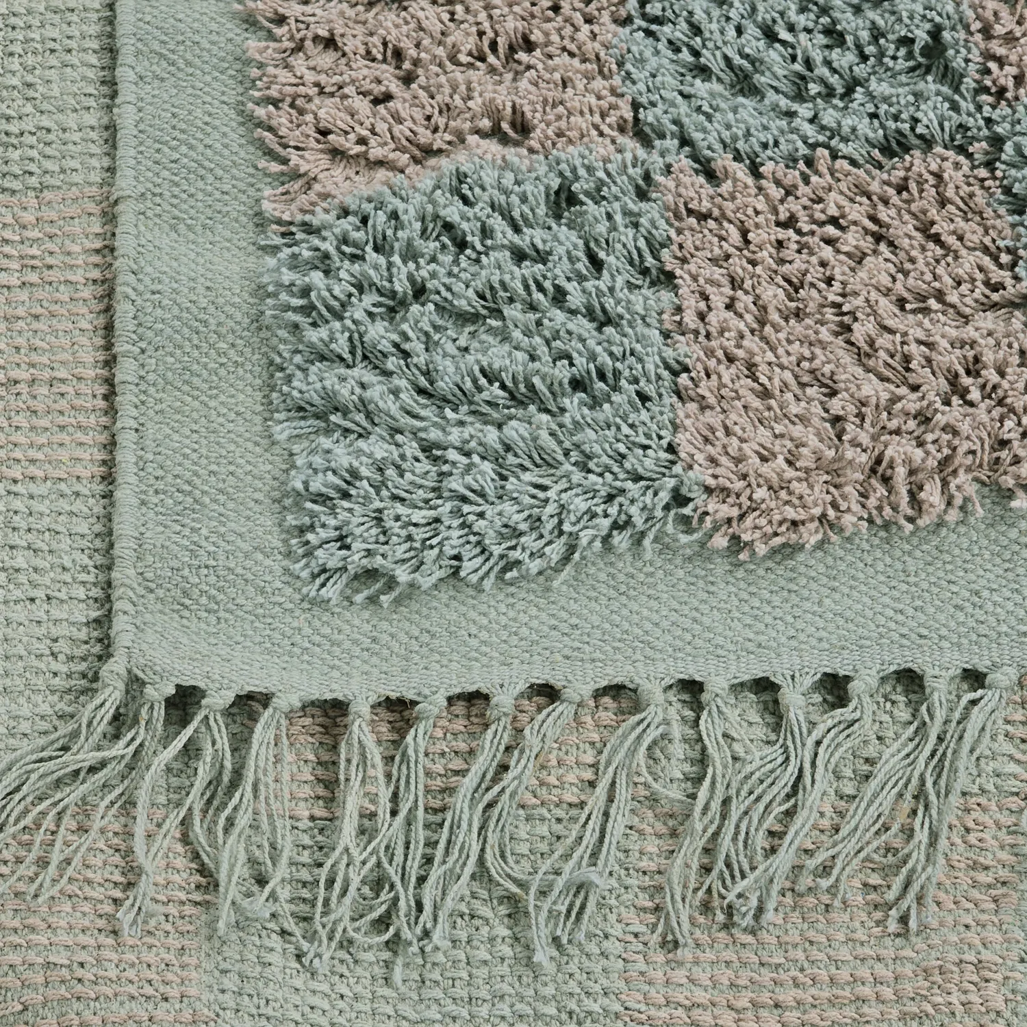 Hochflorteppiche - Elsey Natural Cotton Shaggy (grau/rosa)