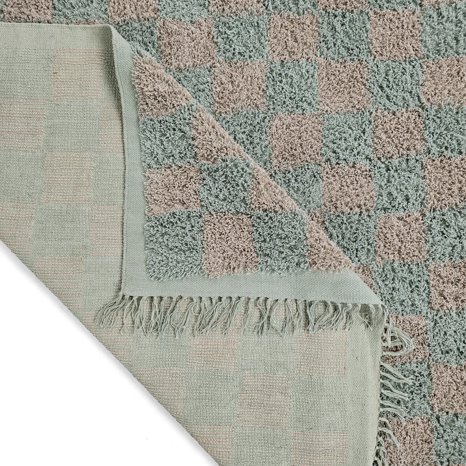 Hochflorteppiche - Elsey Natural Cotton Shaggy (grau/rosa)