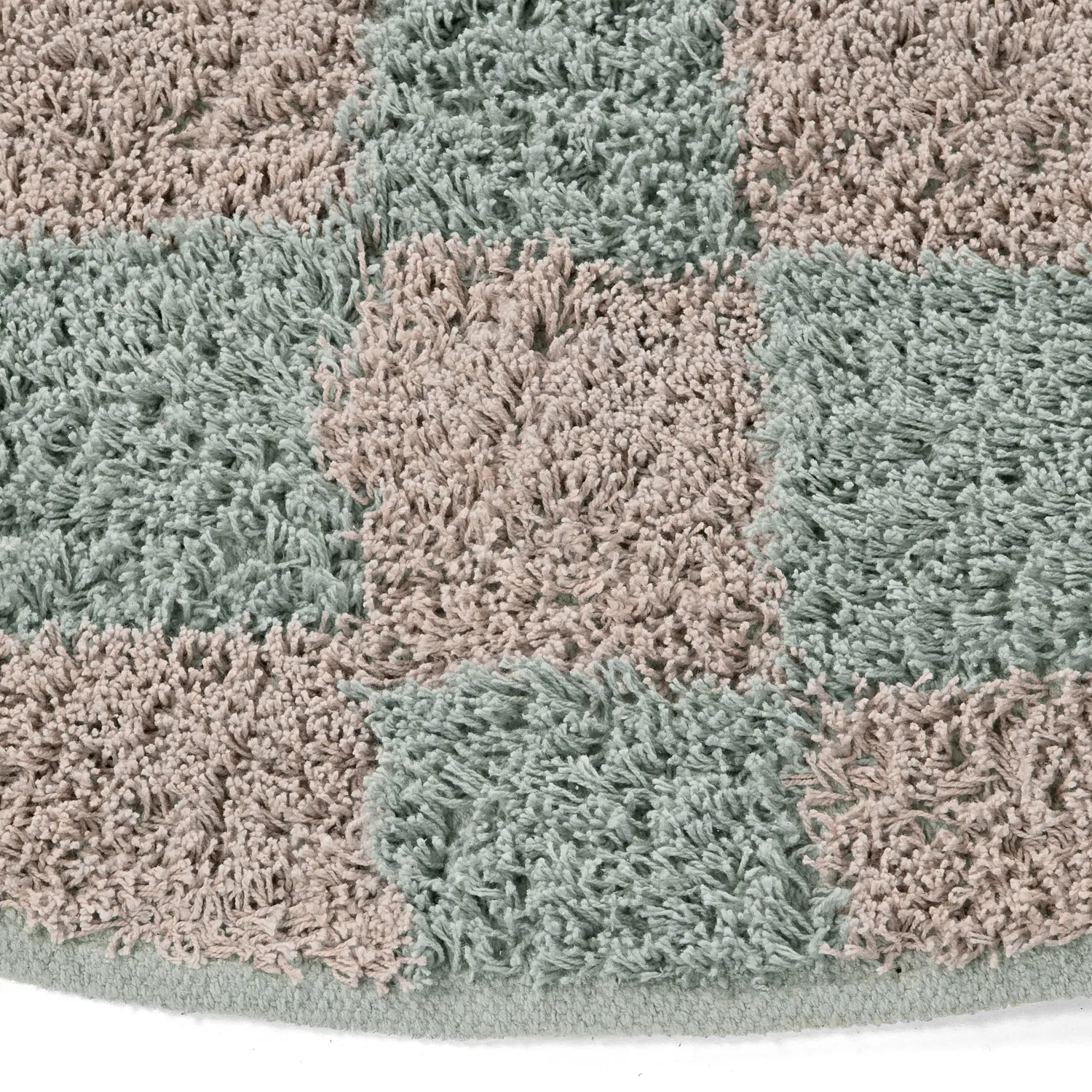 Runde Teppiche - Elsey Natural Cotton Shaggy (grau/rosa)