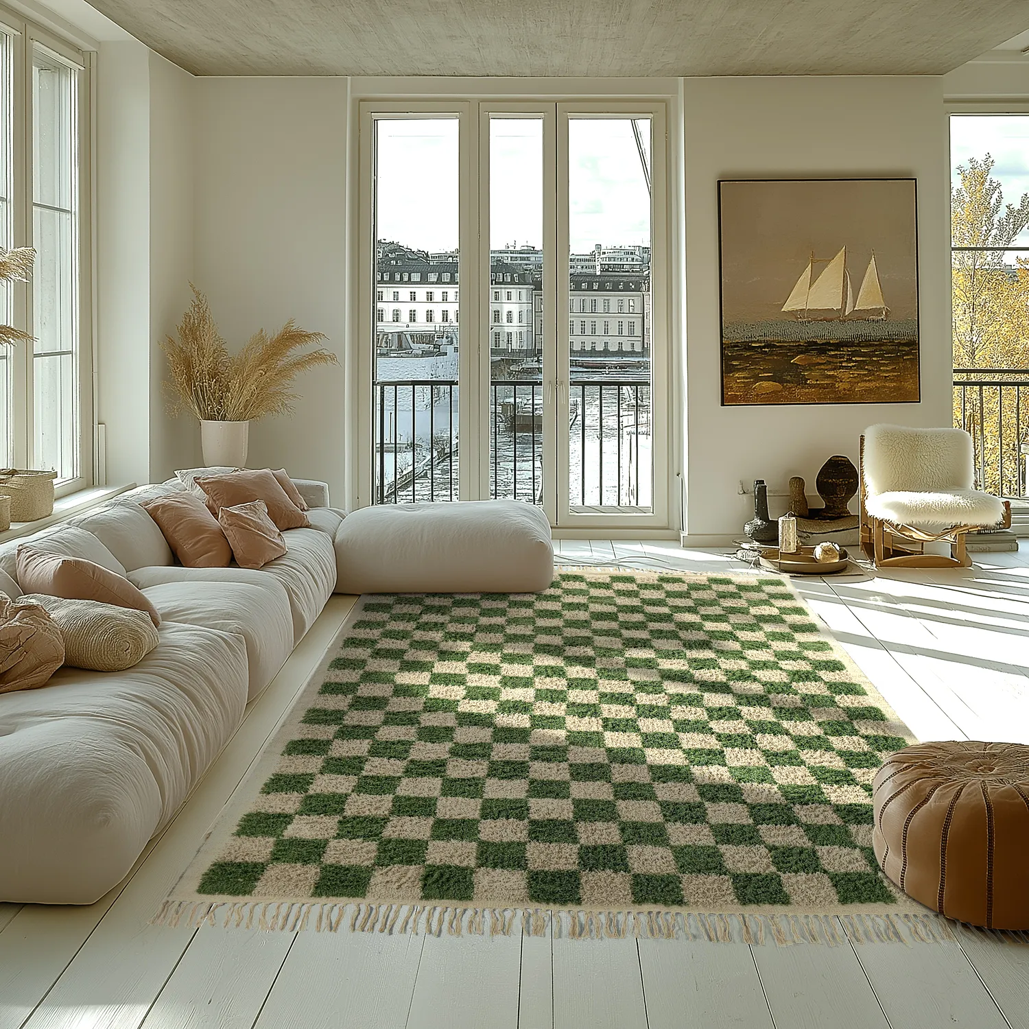 Hochflorteppiche - Elsey Natural Cotton Shaggy (grün/beige)